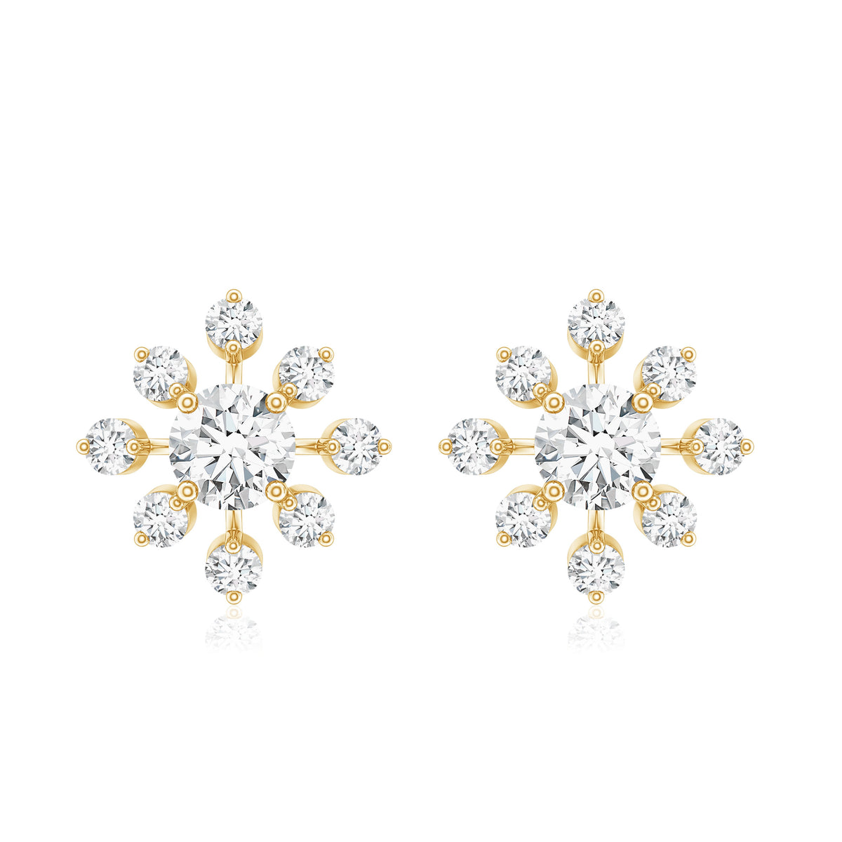 Moissanite Snowflake Stud Earrings with Certificate D-VS1 - Rosec Jewels