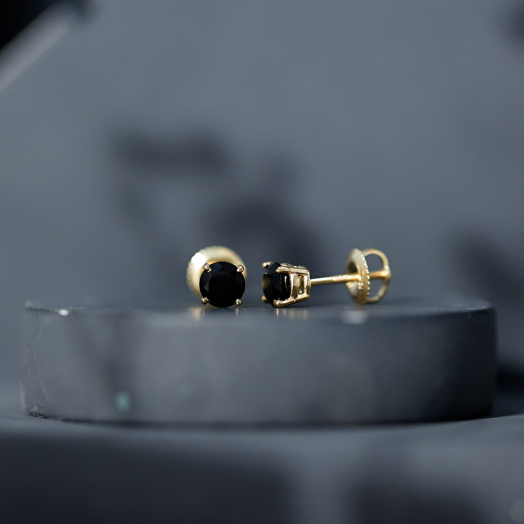 Natural Black Onyx Stud Earrings for Everyday AAA - Rosec Jewels