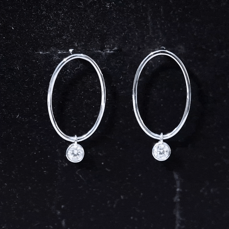 Bezel Set Moissanite Front Facing Hoop Drop Earrings D-VS1 - Rosec Jewels