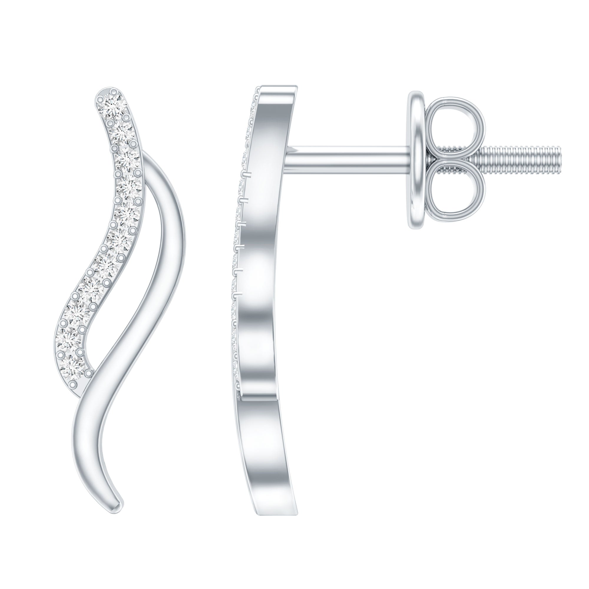 Prong Set Diamond Leaf Stud Earrings for Women Natural - ( HI-SI ) - Rosec Jewels