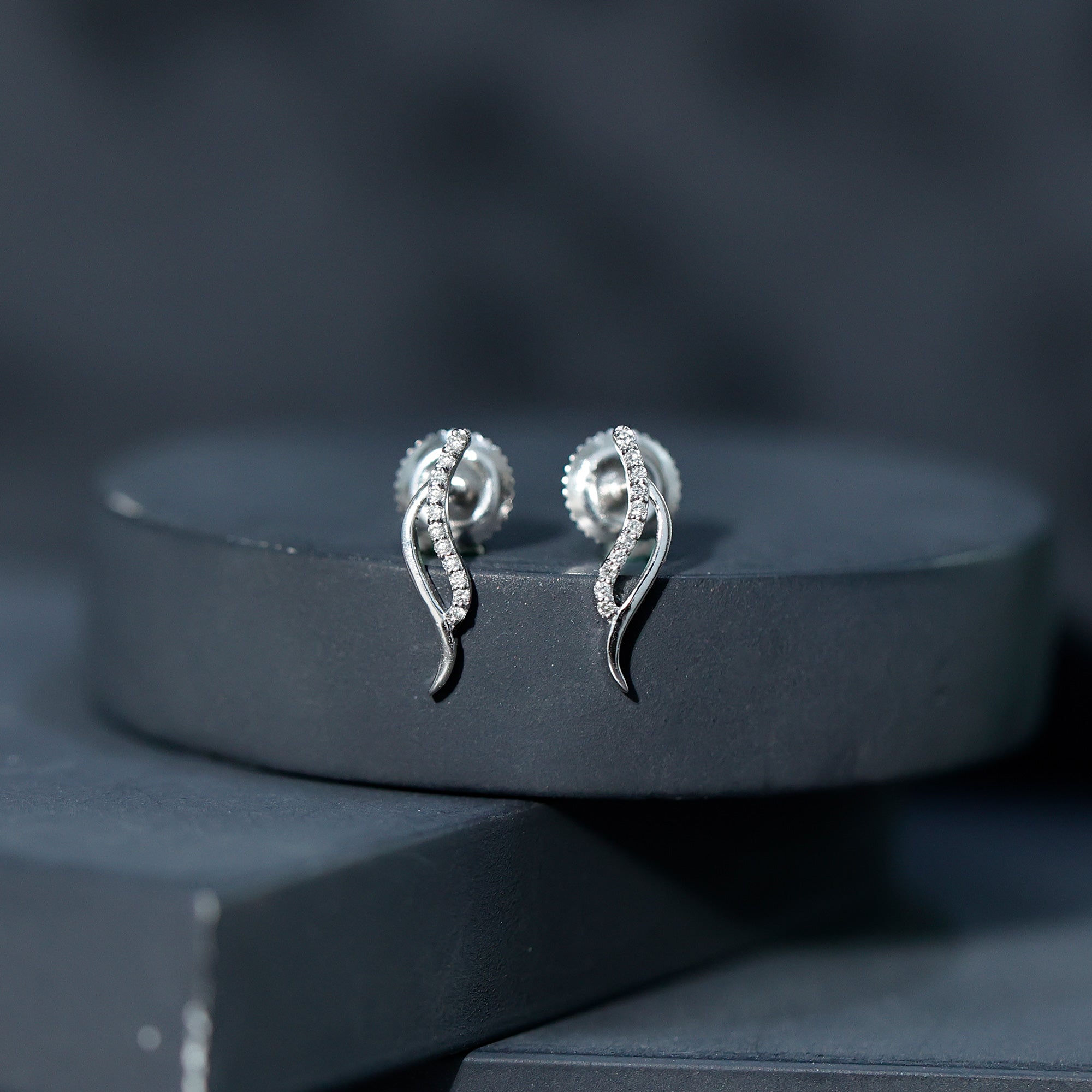 Prong Set Diamond Leaf Stud Earrings for Women Natural - ( HI-SI ) - Rosec Jewels