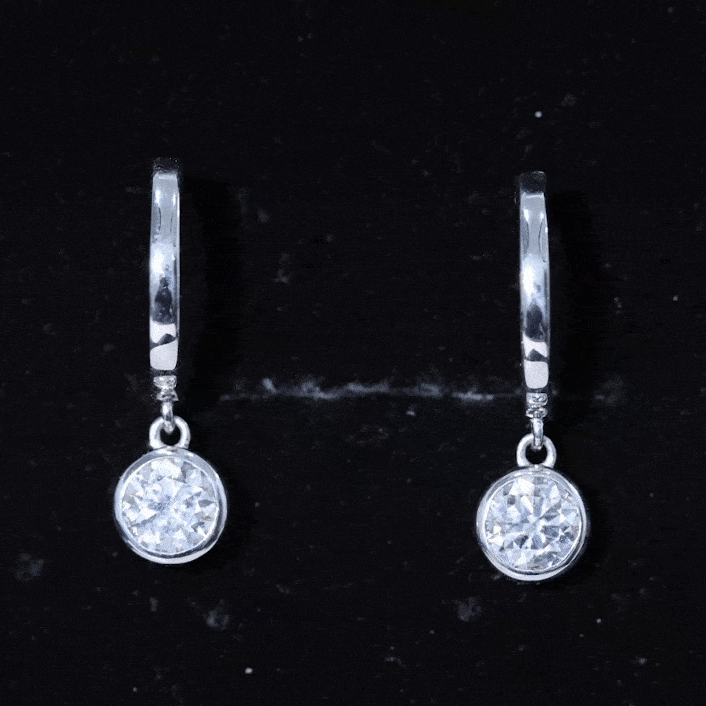Bezel Set Moissanite and Hinged Hoop Earrings D-VS1 - Rosec Jewels