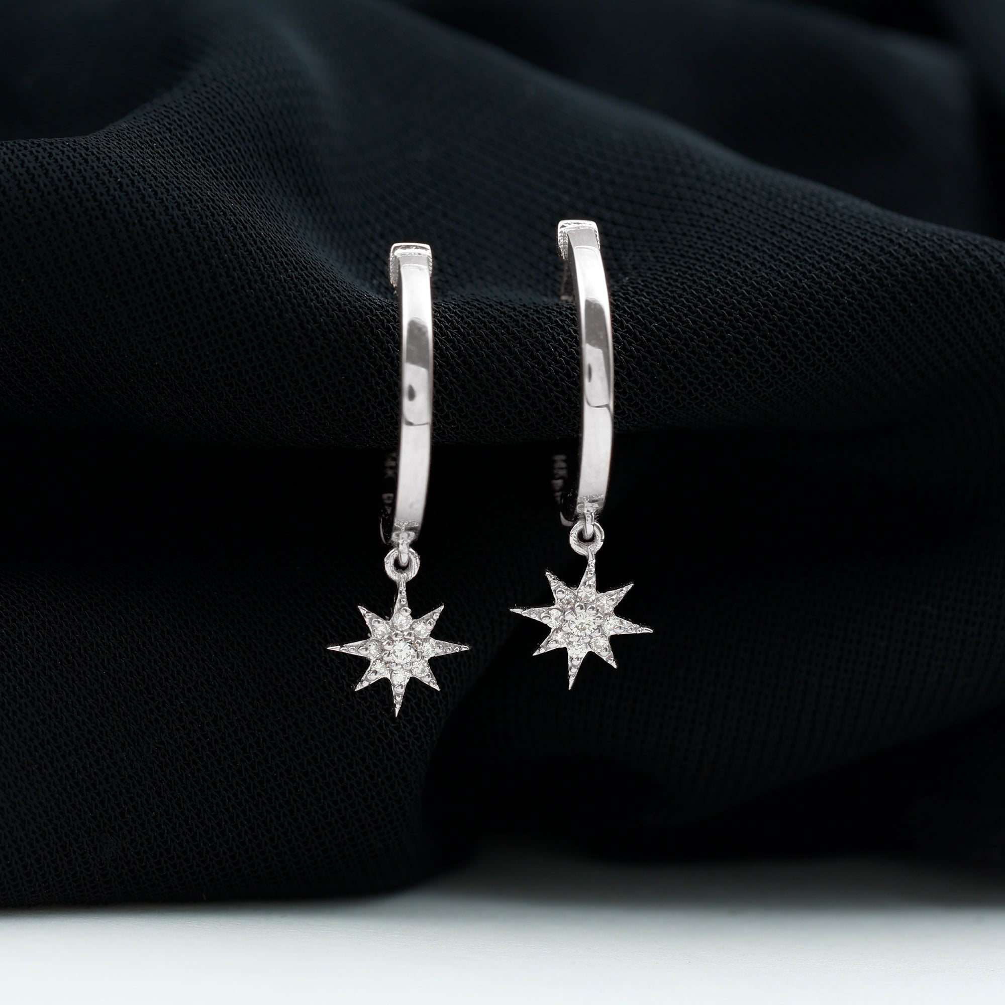 Certified Diamond Star Drop Earrings Natural - ( HI-SI ) - Rosec Jewels