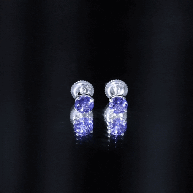 1 Carat Round Cut Tanzanite Stud Earrings for Women AAA - Rosec Jewels