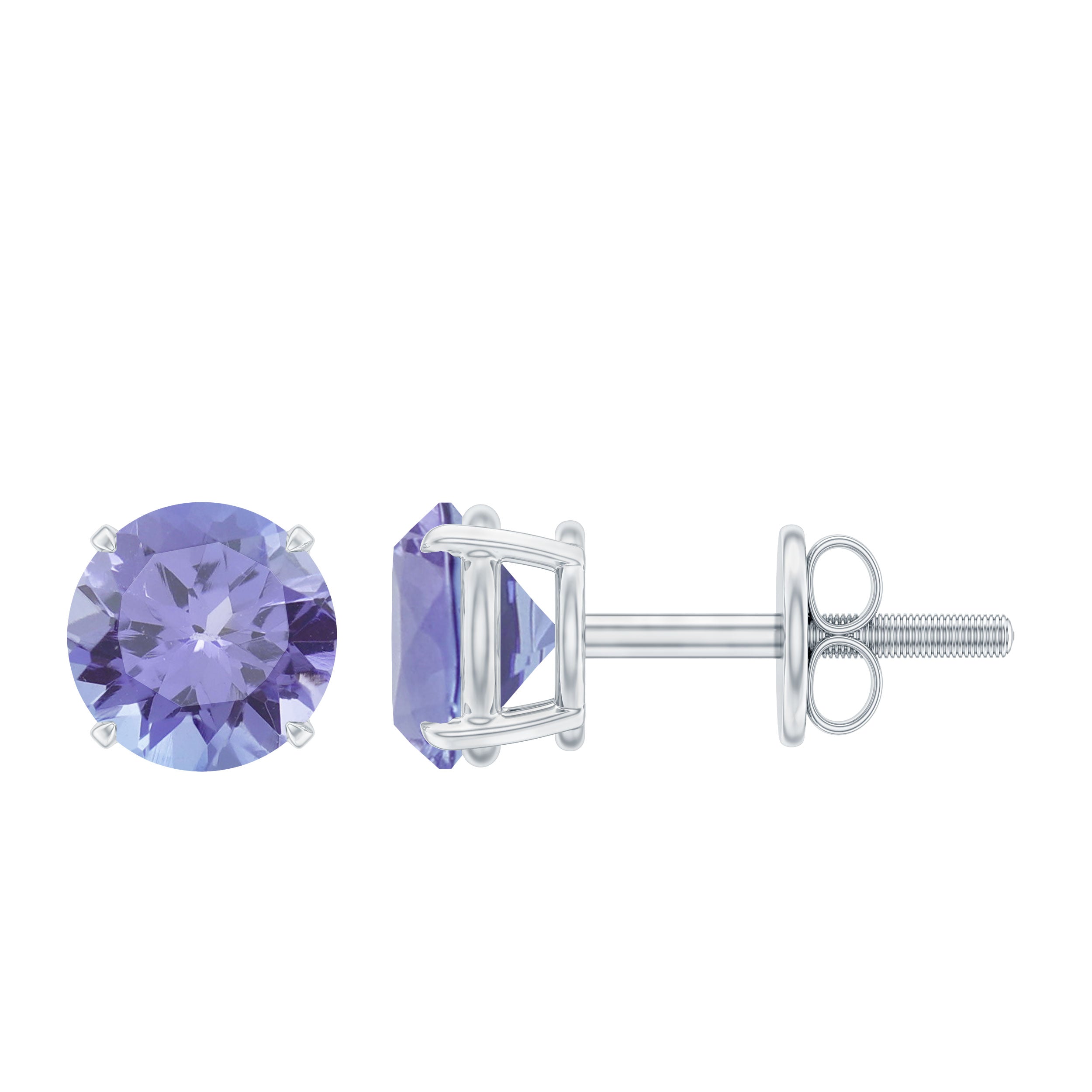 1 CT ronde geslepen Tanzanite Solitaire-oorknopjes in goud
