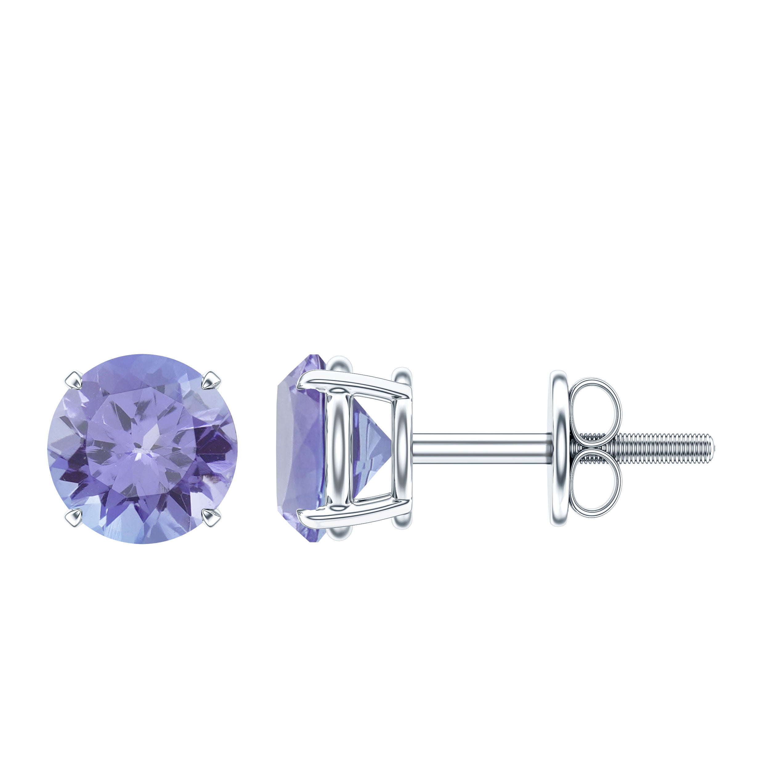 1 Carat Round Cut Tanzanite Stud Earrings for Women AAA - Rosec Jewels