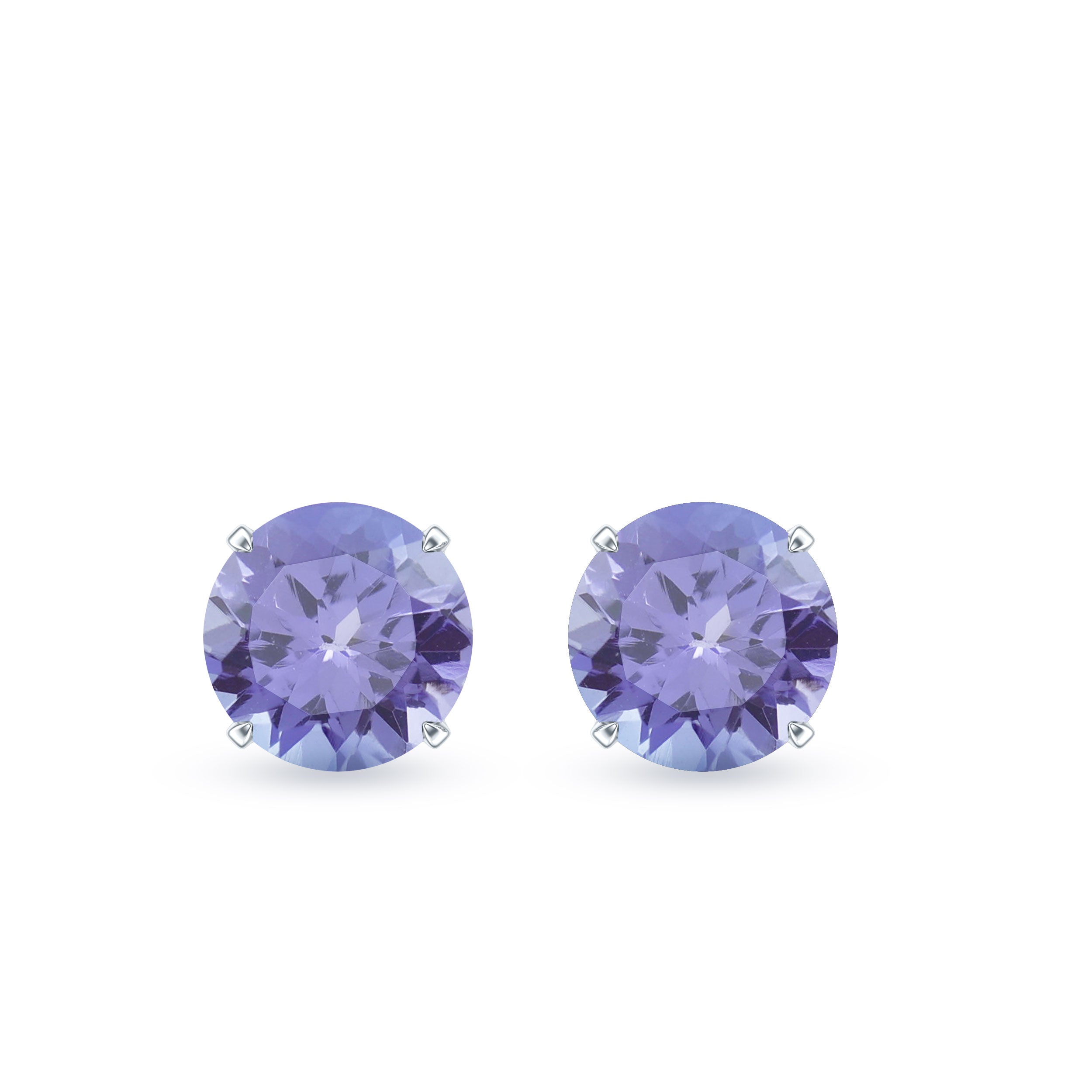 1 Carat Round Cut Tanzanite Stud Earrings for Women AAA - Rosec Jewels