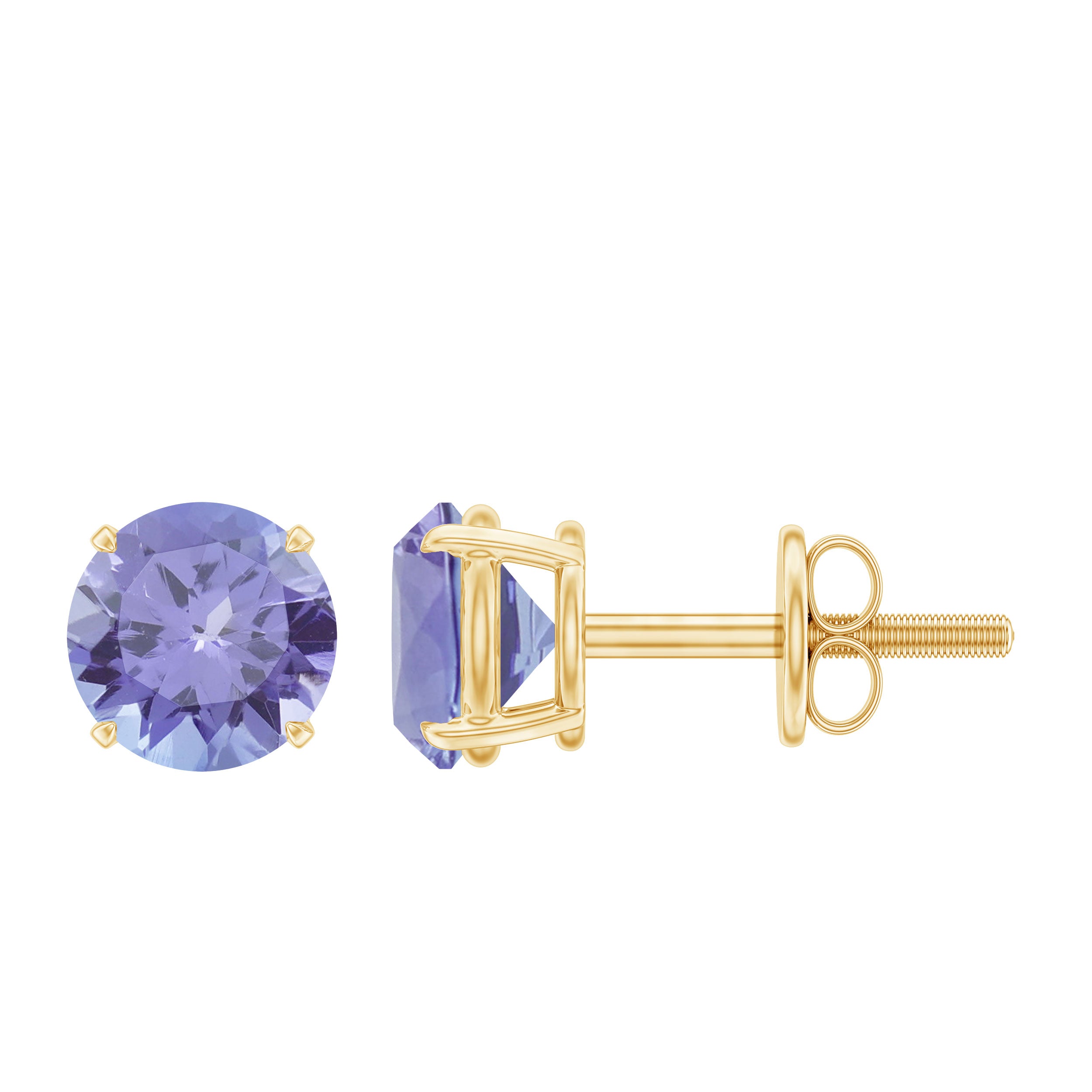 1 Carat Round Cut Tanzanite Stud Earrings for Women AAA - Rosec Jewels