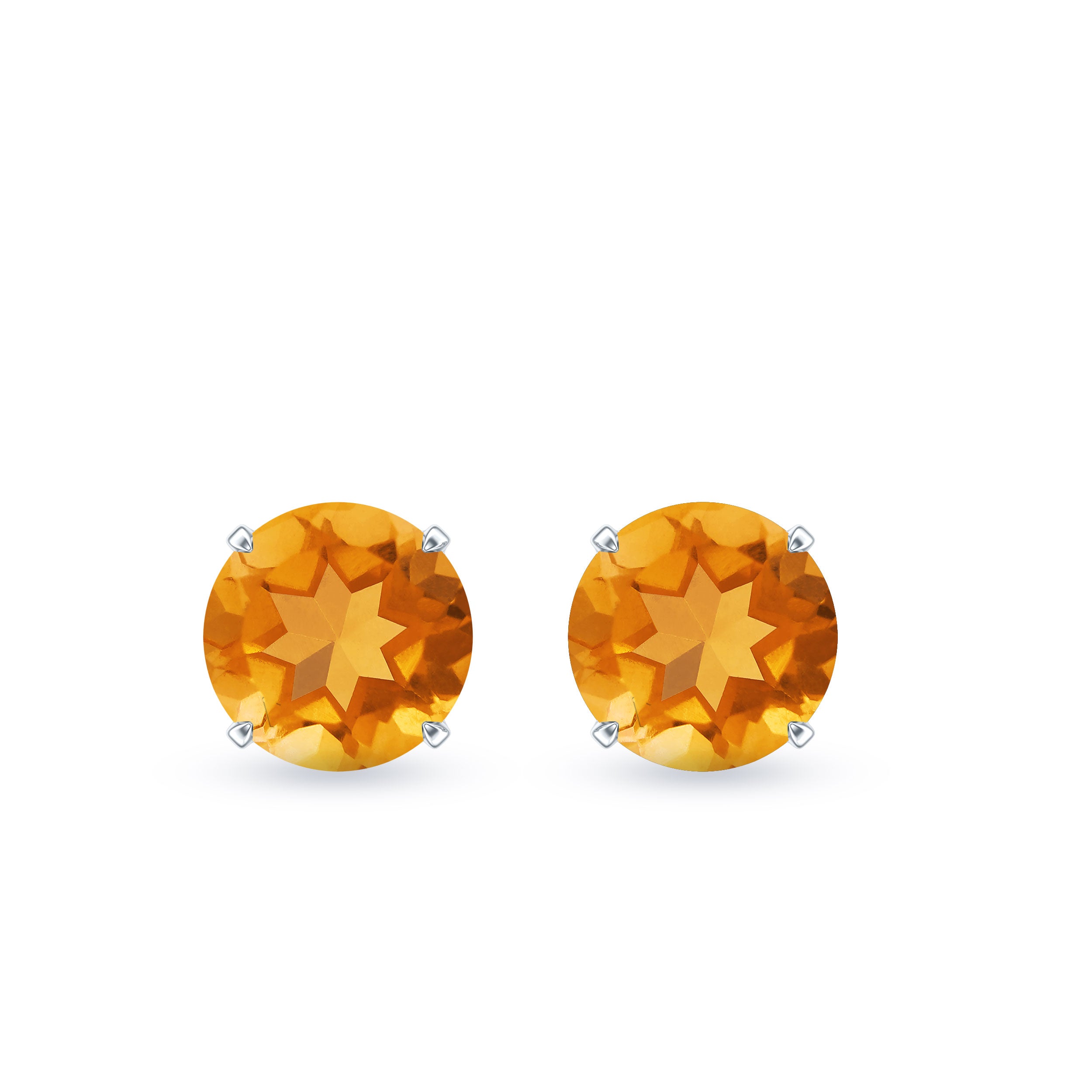 1 CT Round Cut Citrine Solitaire Stud Earrings with Certificate AAA - Rosec Jewels