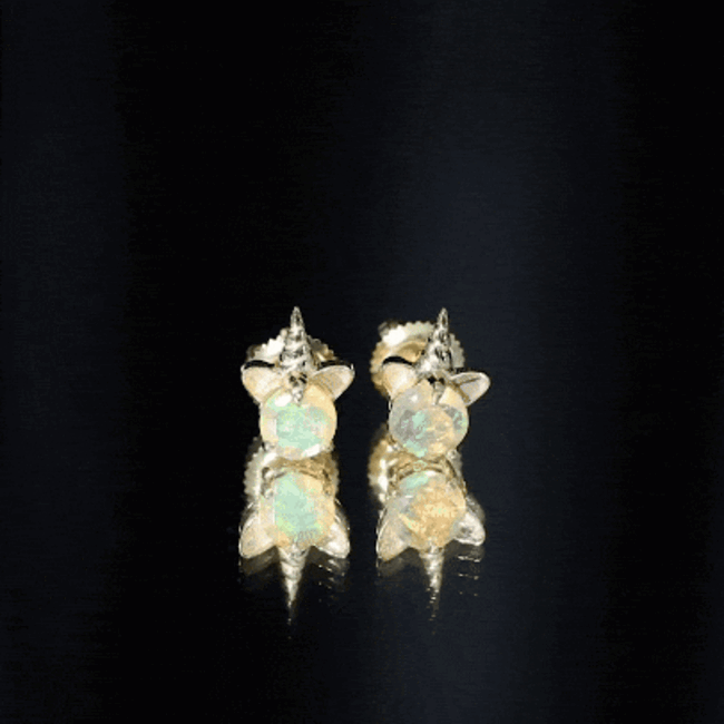 1 Carat Ethiopian Opal Unicorn Stud Earrings for Women AAA - Rosec Jewels