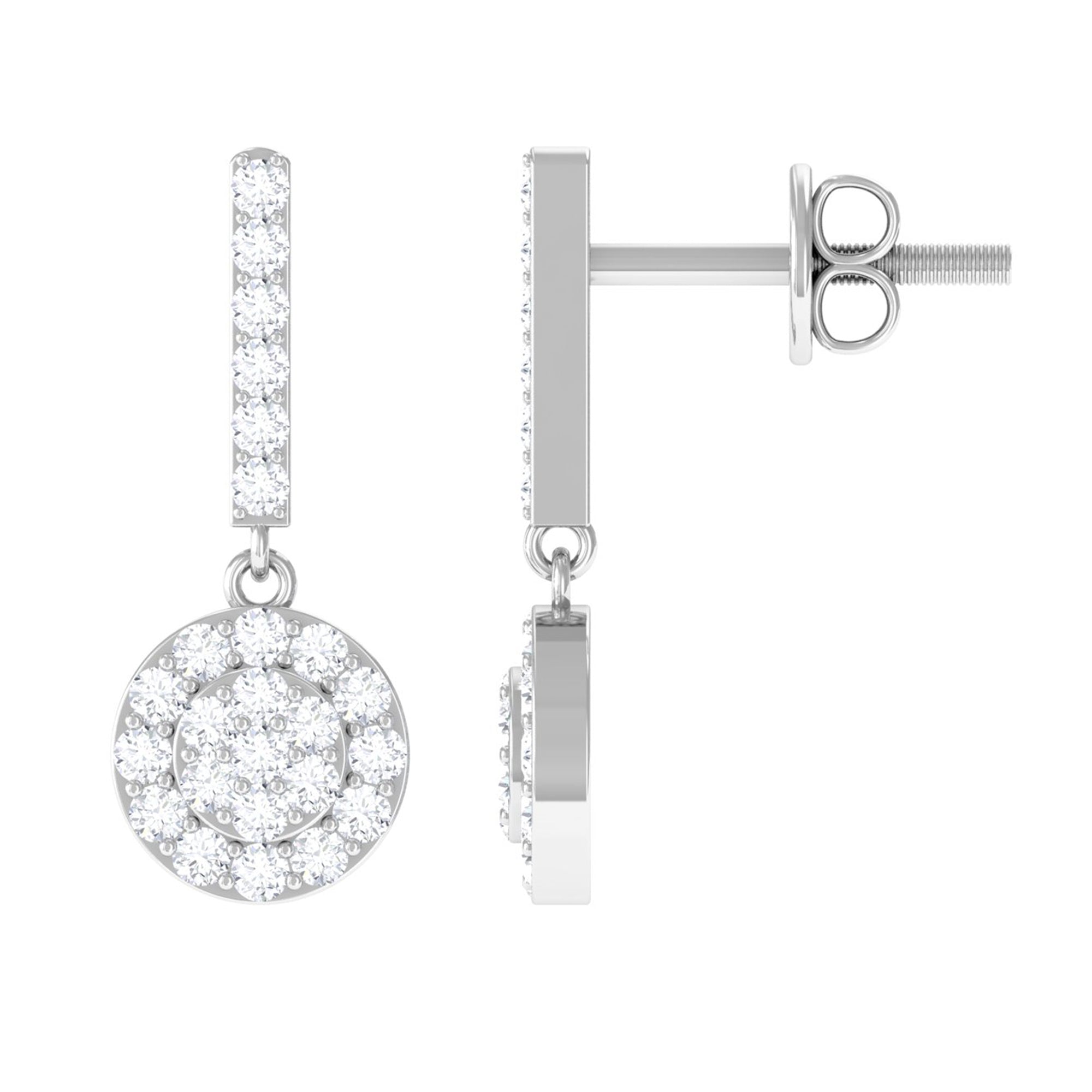 Boucles d'oreilles pendantes en diamant véritable 3/4 ct en or
