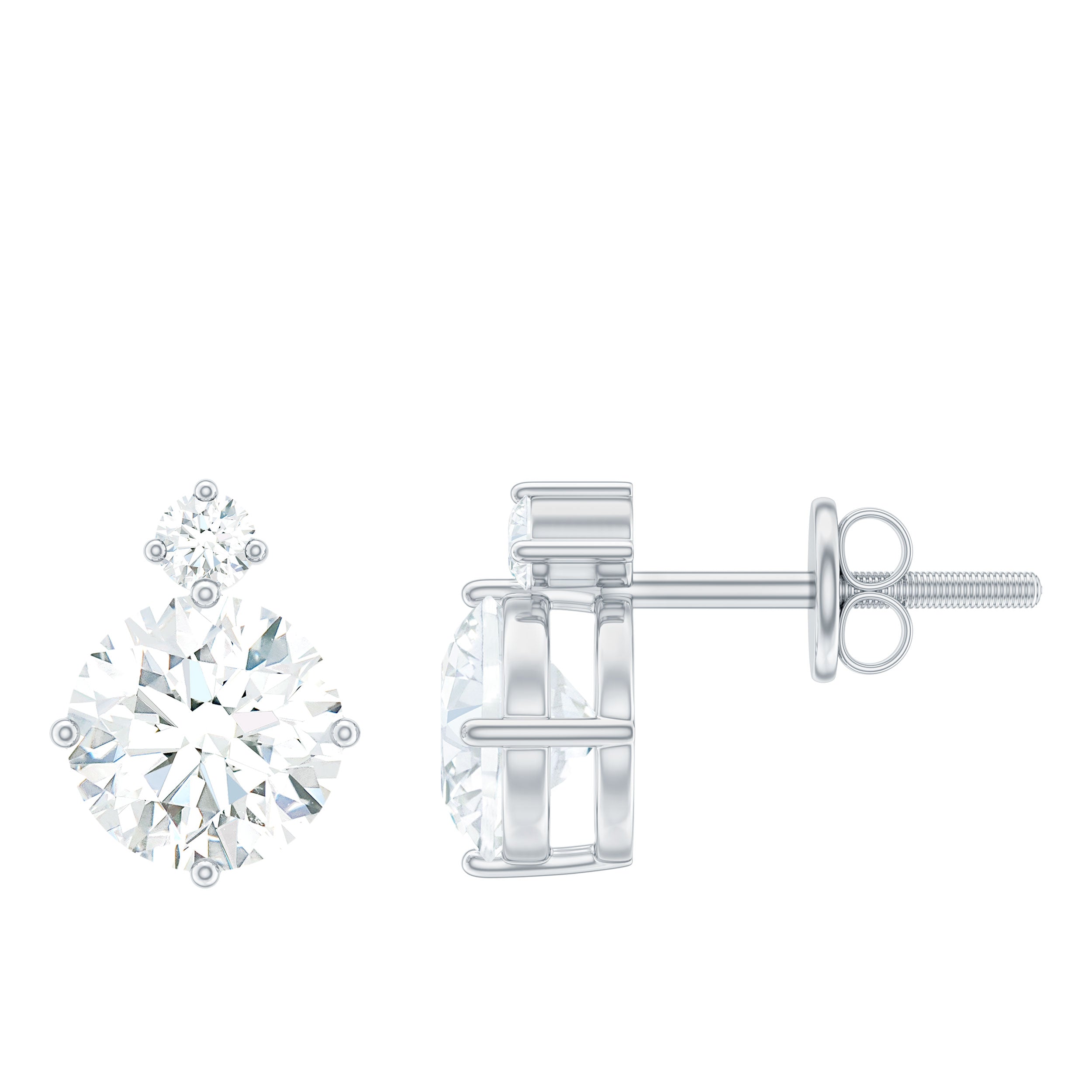 Simple Round Moissanite Stud Earrings D-VS1 - Rosec Jewels
