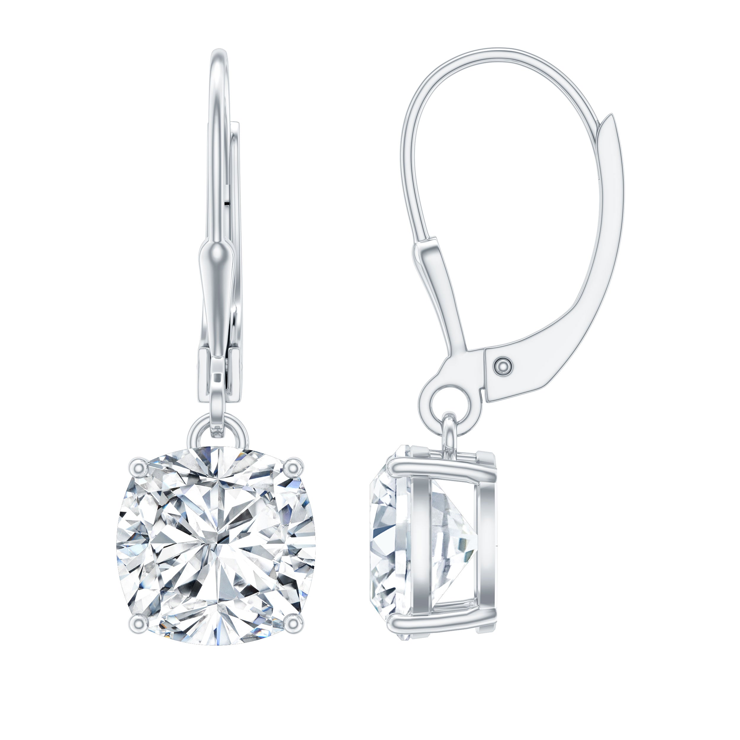Certified 6 Carat Cushion Cut Moissanite Drop Earrings D-VS1 - Rosec Jewels