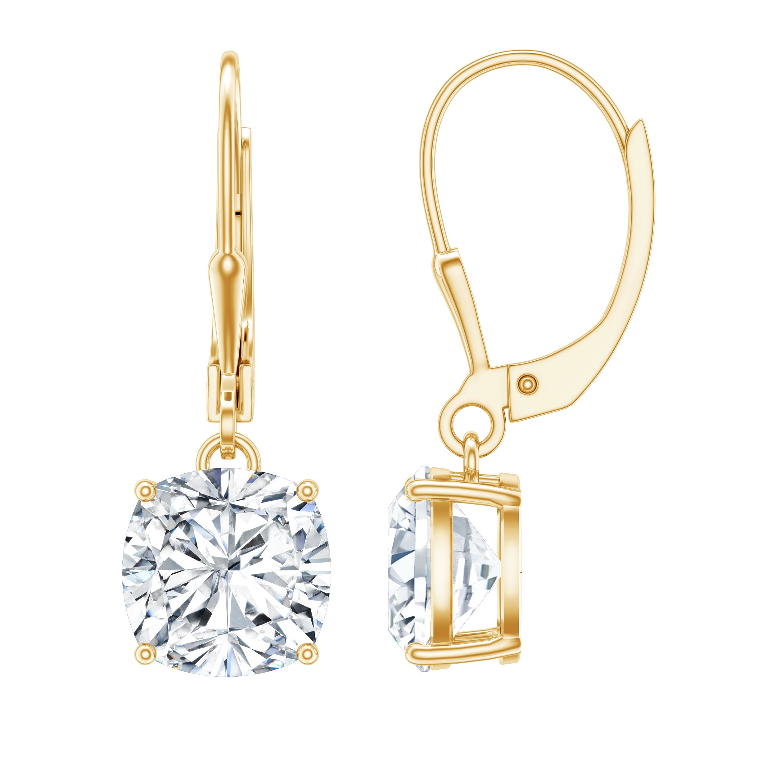 Certified 6 Carat Cushion Cut Moissanite Drop Earrings D-VS1 - Rosec Jewels