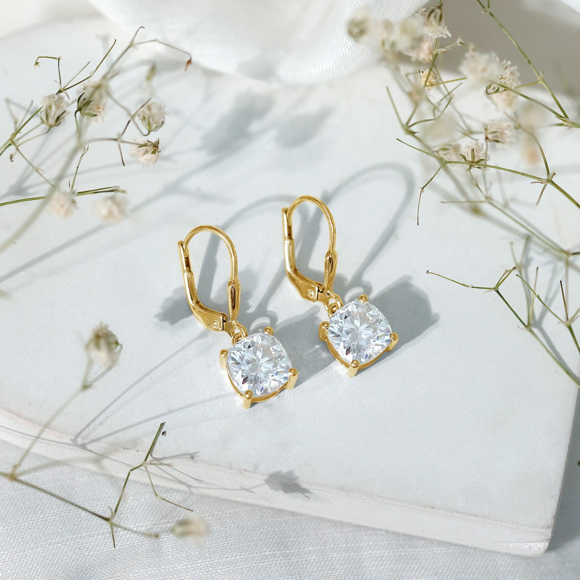 Certified 6 Carat Cushion Cut Moissanite Drop Earrings D-VS1 - Rosec Jewels