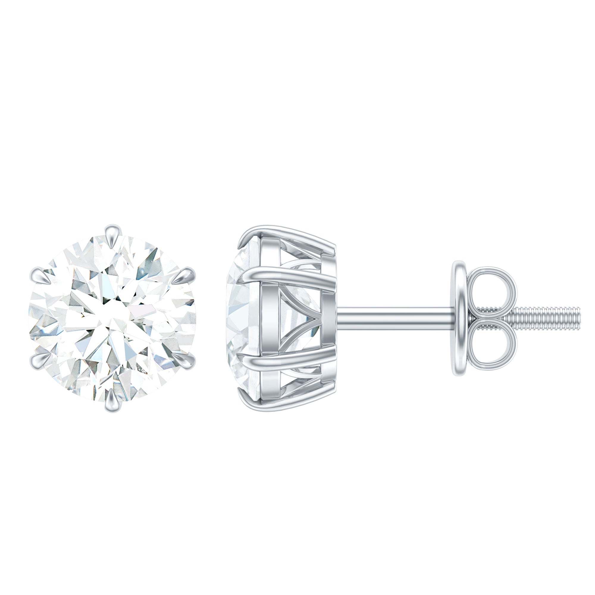 10 MM Round Moissanite Solitaire Stud Earrings in Claw Setting