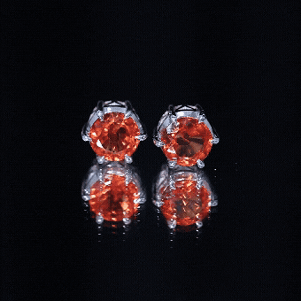 6 Claw Set Round Created Orange Sapphire Solitaire Stud Earrings AAAA - Rosec Jewels