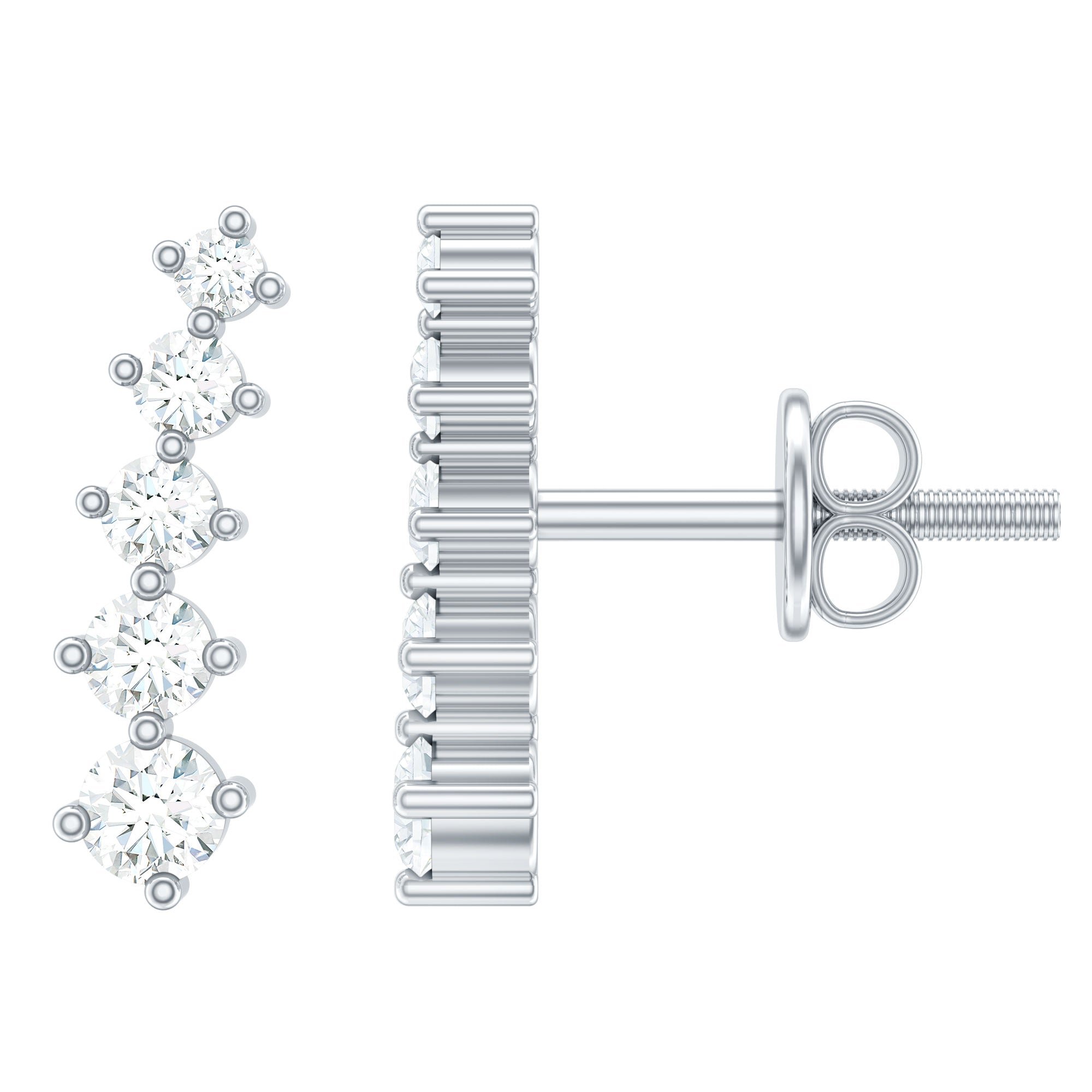 Graduated Style Diamond Climber Earrings