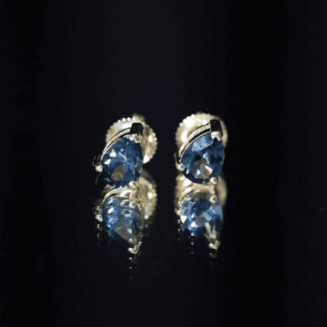 1.5 Carat Pear Shape London Blue Topaz Teardrop Stud Earrings AAA - Rosec Jewels