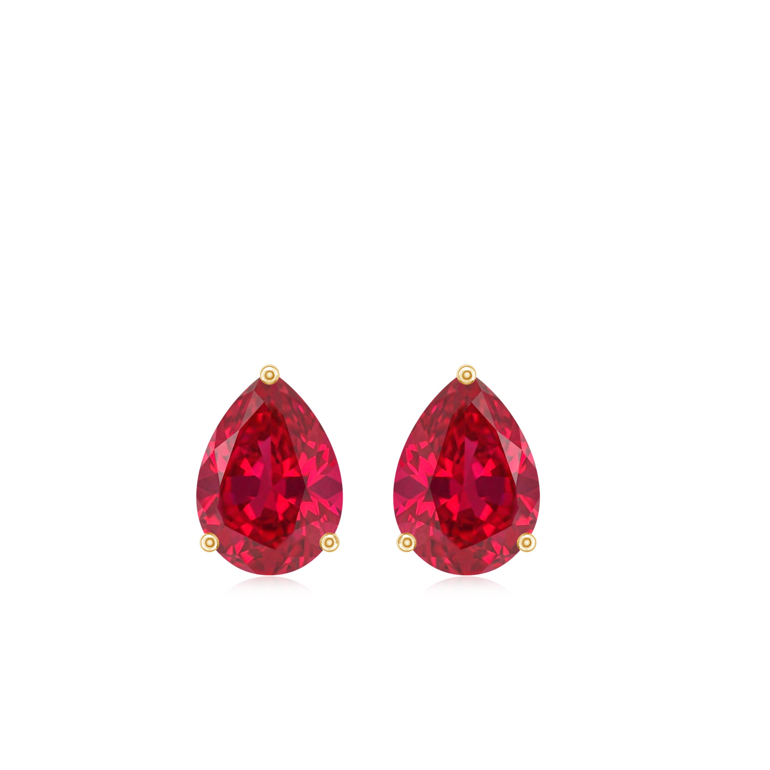 Solitaire 1.5 Carat Pear Shaped Lab Created Ruby Stud Earrings AAAA - Rosec Jewels