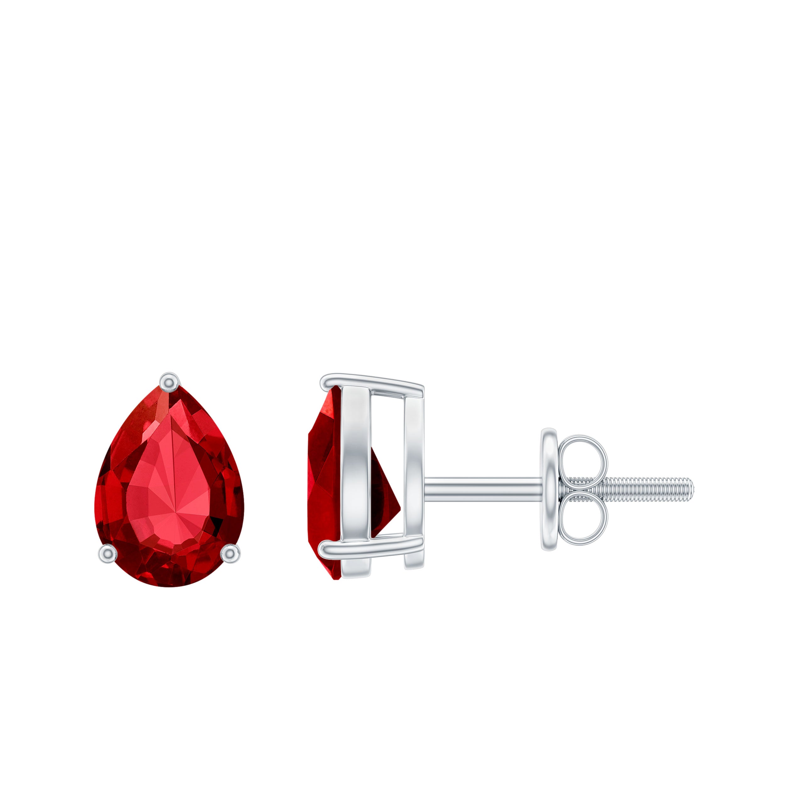 2 Carat Lab Created Ruby Teardrop Stud Earrings for Women AAAA - Rosec Jewels