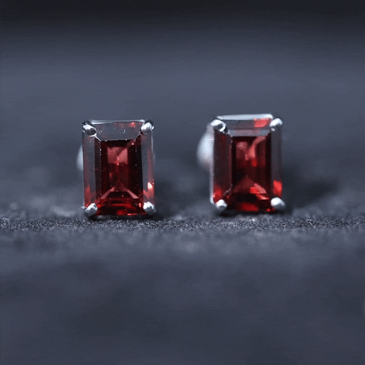 Real 4.32 Carat Emerald Cut Garnet Stud Earrings with Screw on Backs AAA - Rosec Jewels