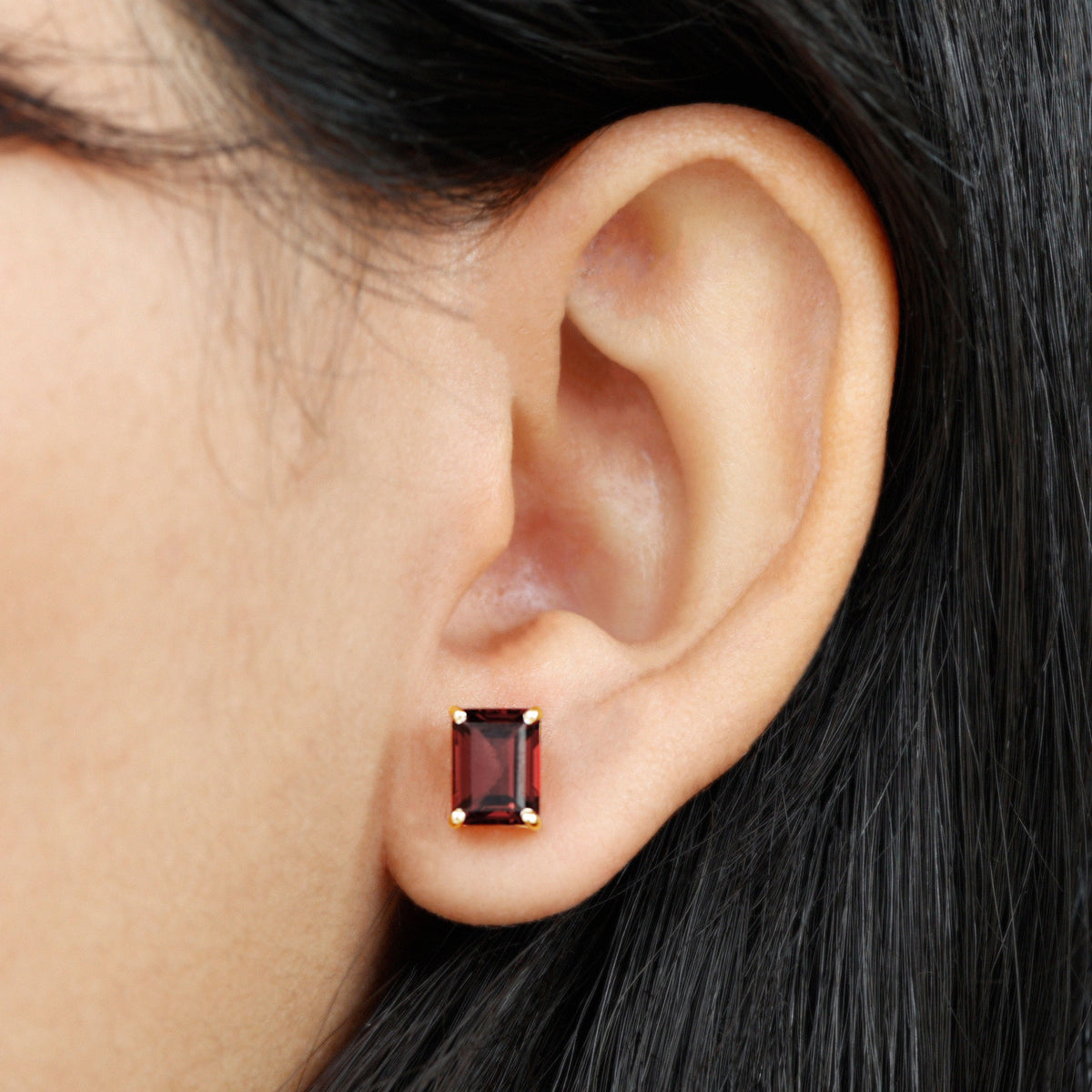 Real 4.32 Carat Emerald Cut Garnet Stud Earrings with Screw on Backs AAA - Rosec Jewels