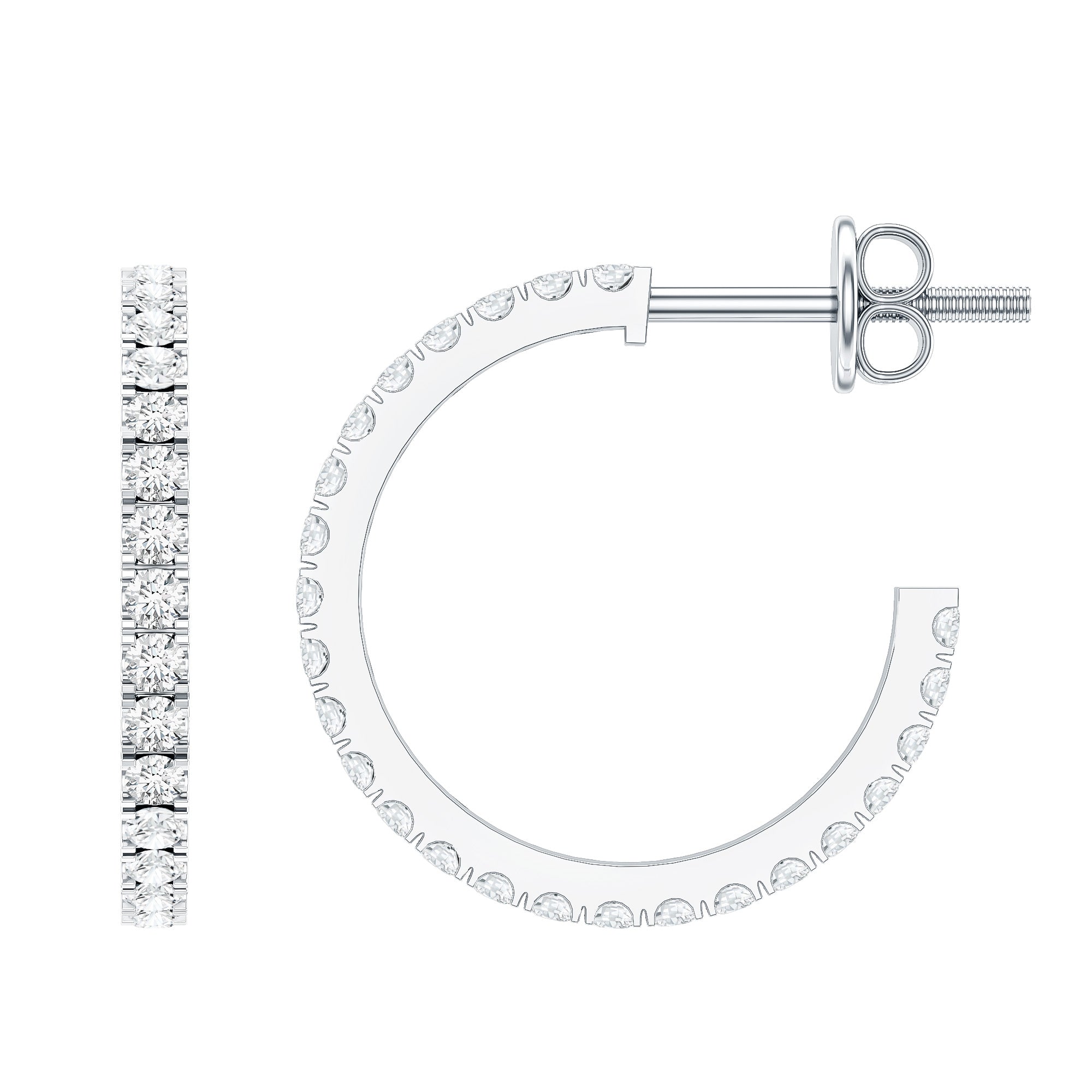 Round Shaped Diamond Hoop Earrings Natural - ( HI-SI ) - Rosec Jewels