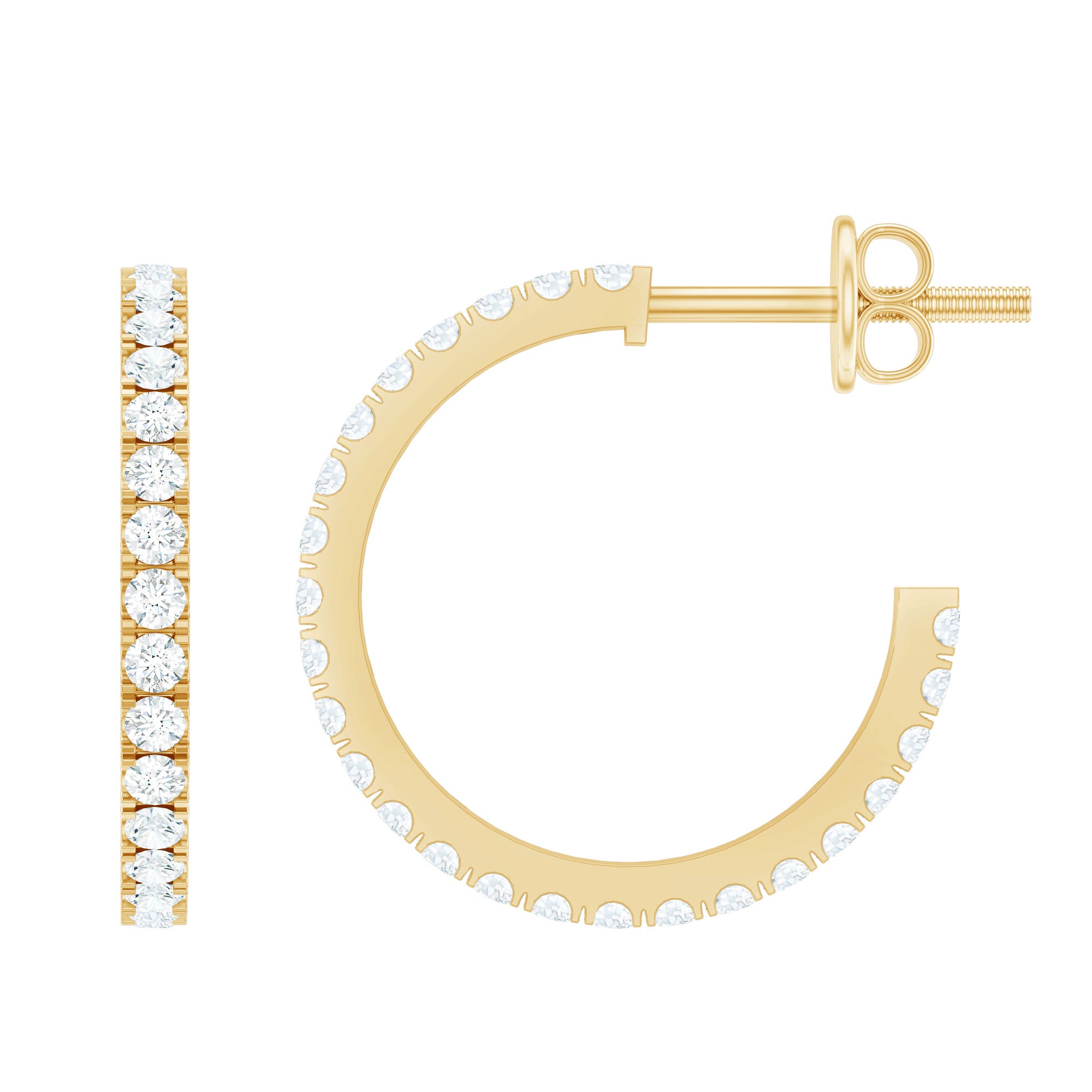 Round Shaped Diamond Hoop Earrings Natural - ( HI-SI ) - Rosec Jewels