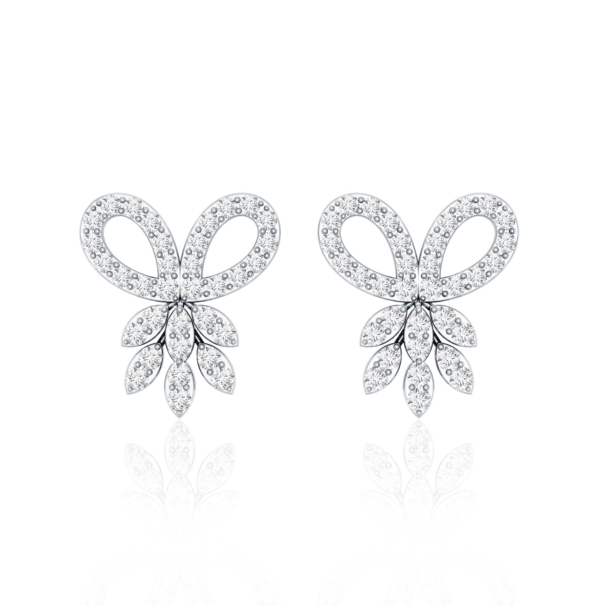 Certified Diamond Bow Earrings For Her Natural - ( HI-SI ) - Rosec Jewels