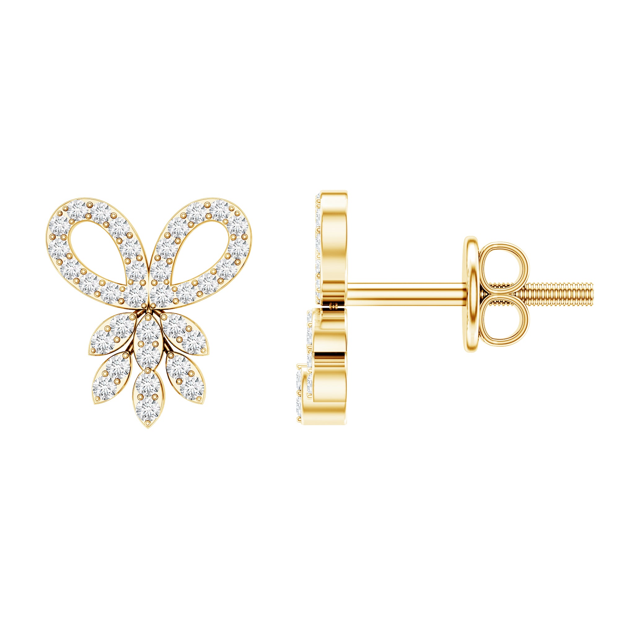 Certified Diamond Bow Earrings For Her Natural - ( HI-SI ) - Rosec Jewels