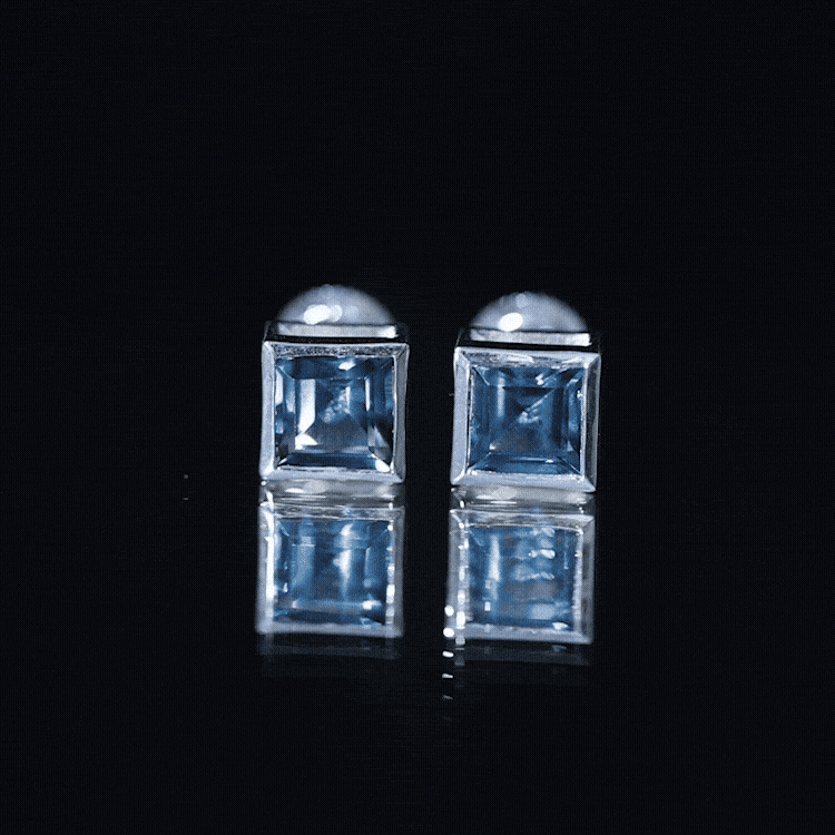 2 CT Princess Cut London Blue Topaz Solitaire Stud Earrings AAA - Rosec Jewels