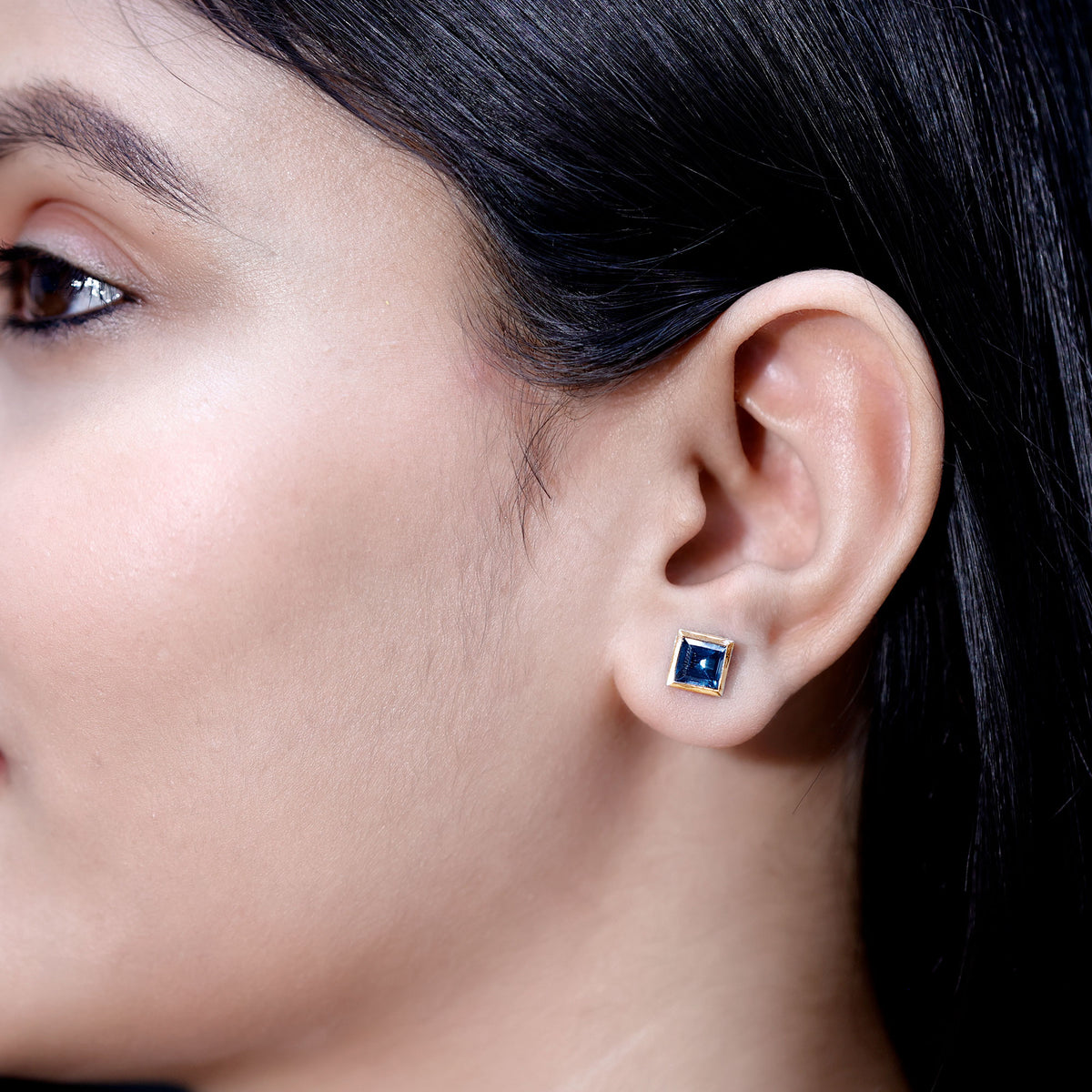 2 CT Princess Cut London Blue Topaz Solitaire Stud Earrings AAA - Rosec Jewels