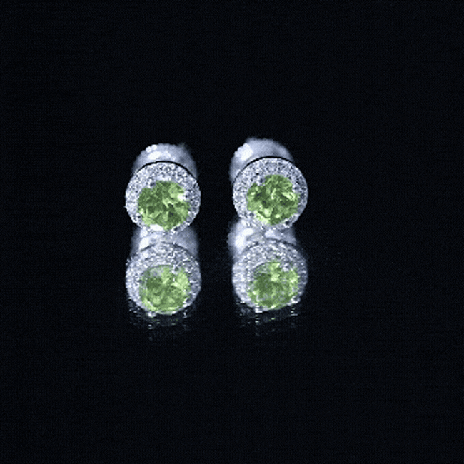 Classic Peridot and Diamond Stud Earrings For Women AAA - Rosec Jewels