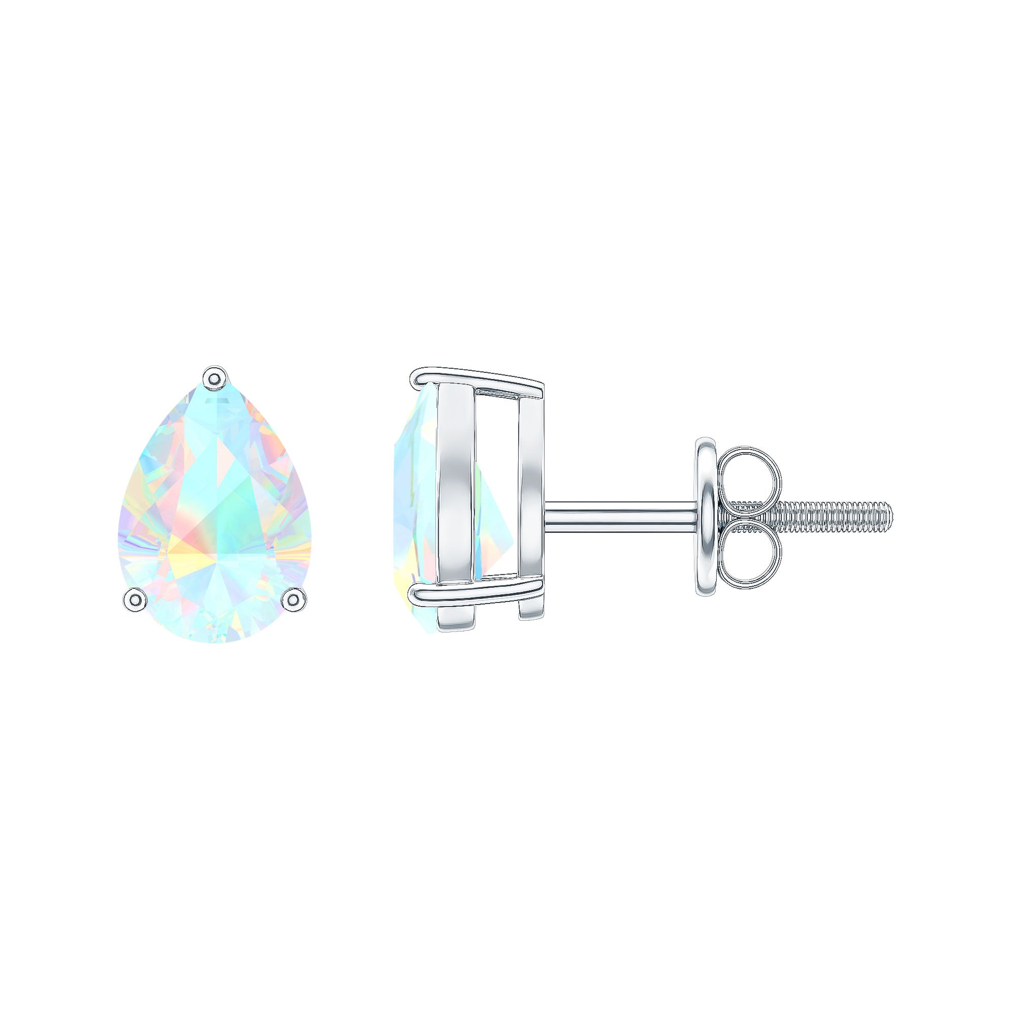 Pear Cut Ethiopian Opal Solitaire Stud Earrings in Gold AAA - Rosec Jewels