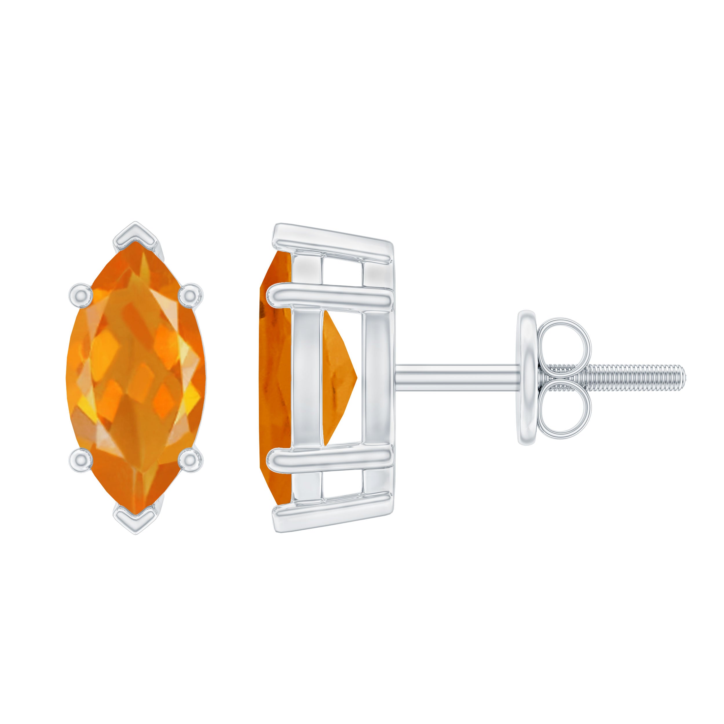 4X8 MM Marquise Cut Fire Opal Solitaire Stud Earrings