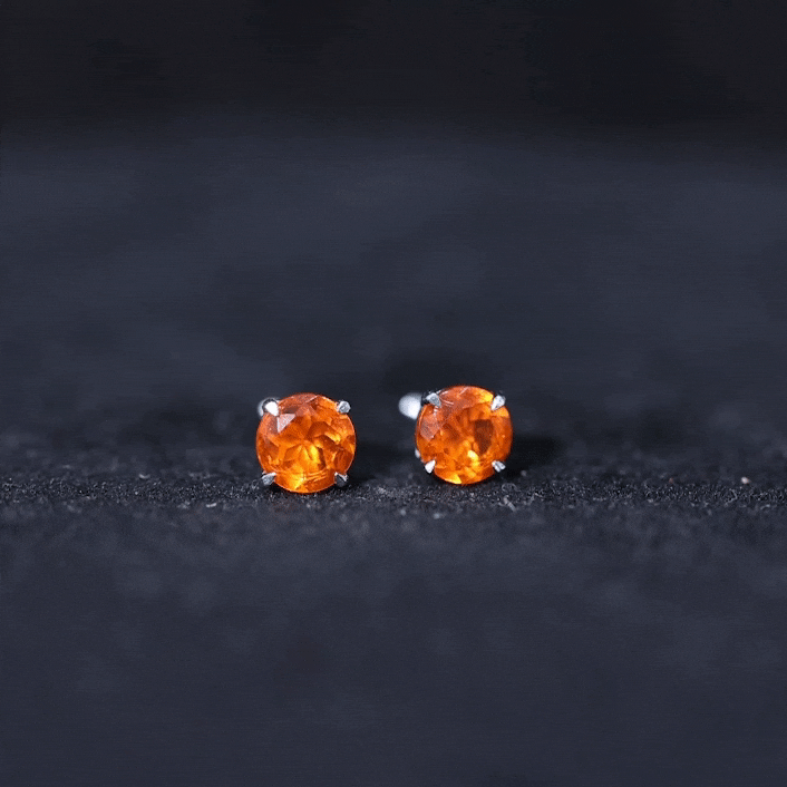 Fire Opal Stud Earrings with Screw on Backs AAA - Rosec Jewels
