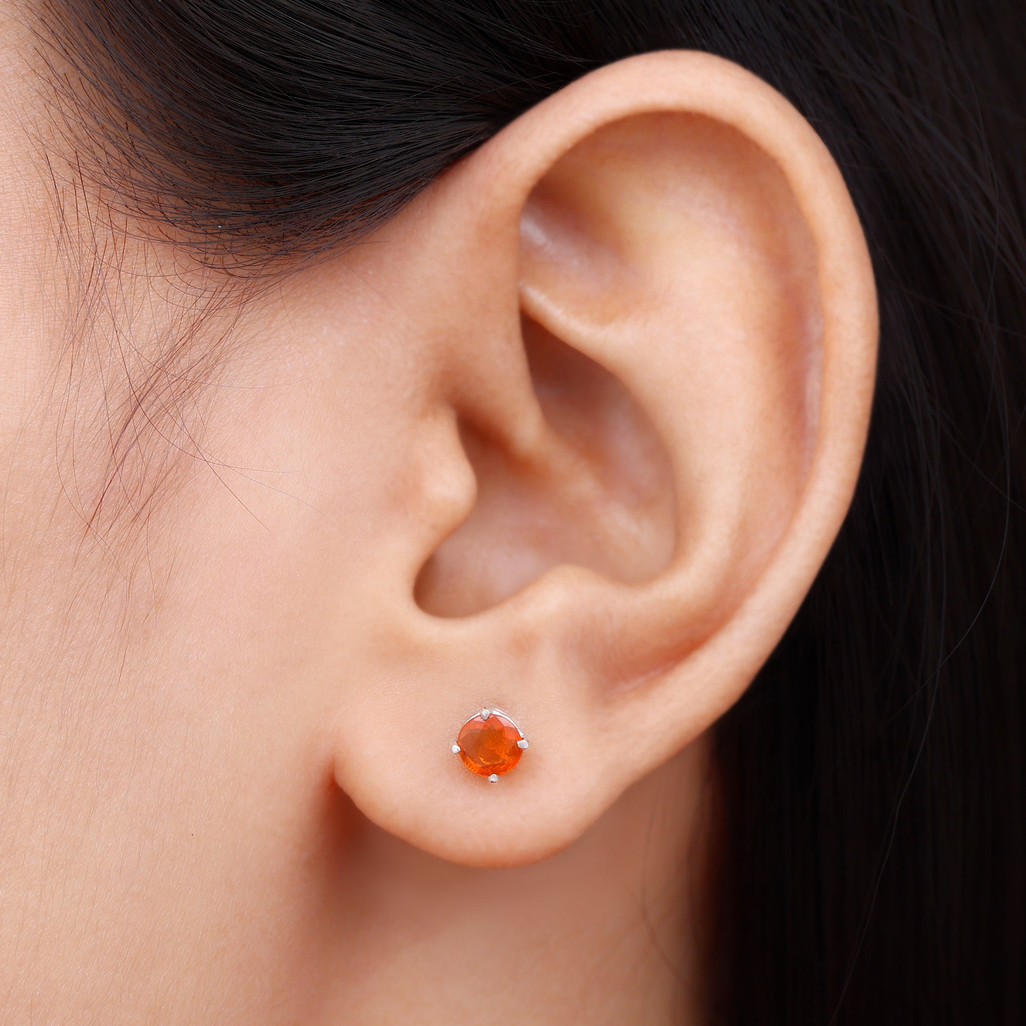 Fire Opal Stud Earrings with Screw on Backs AAA - Rosec Jewels