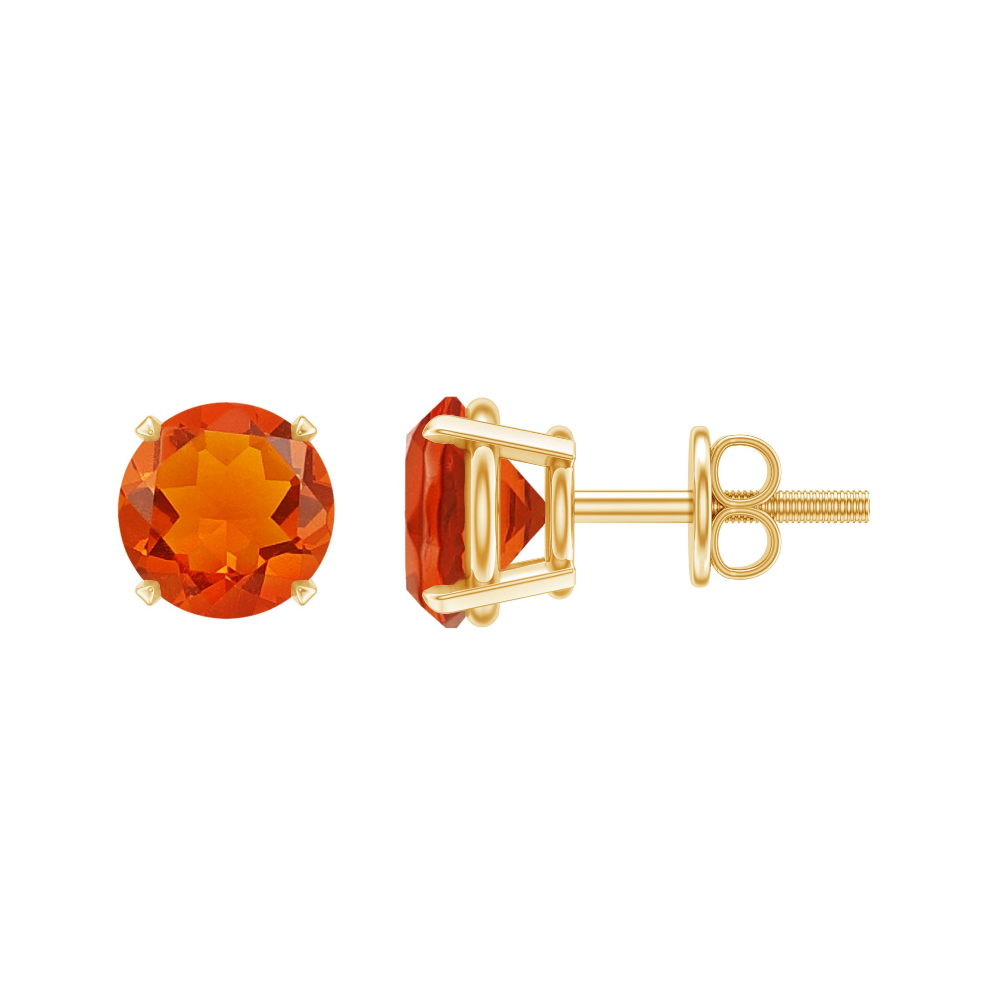 Fire Opal Stud Earrings with Screw on Backs AAA - Rosec Jewels
