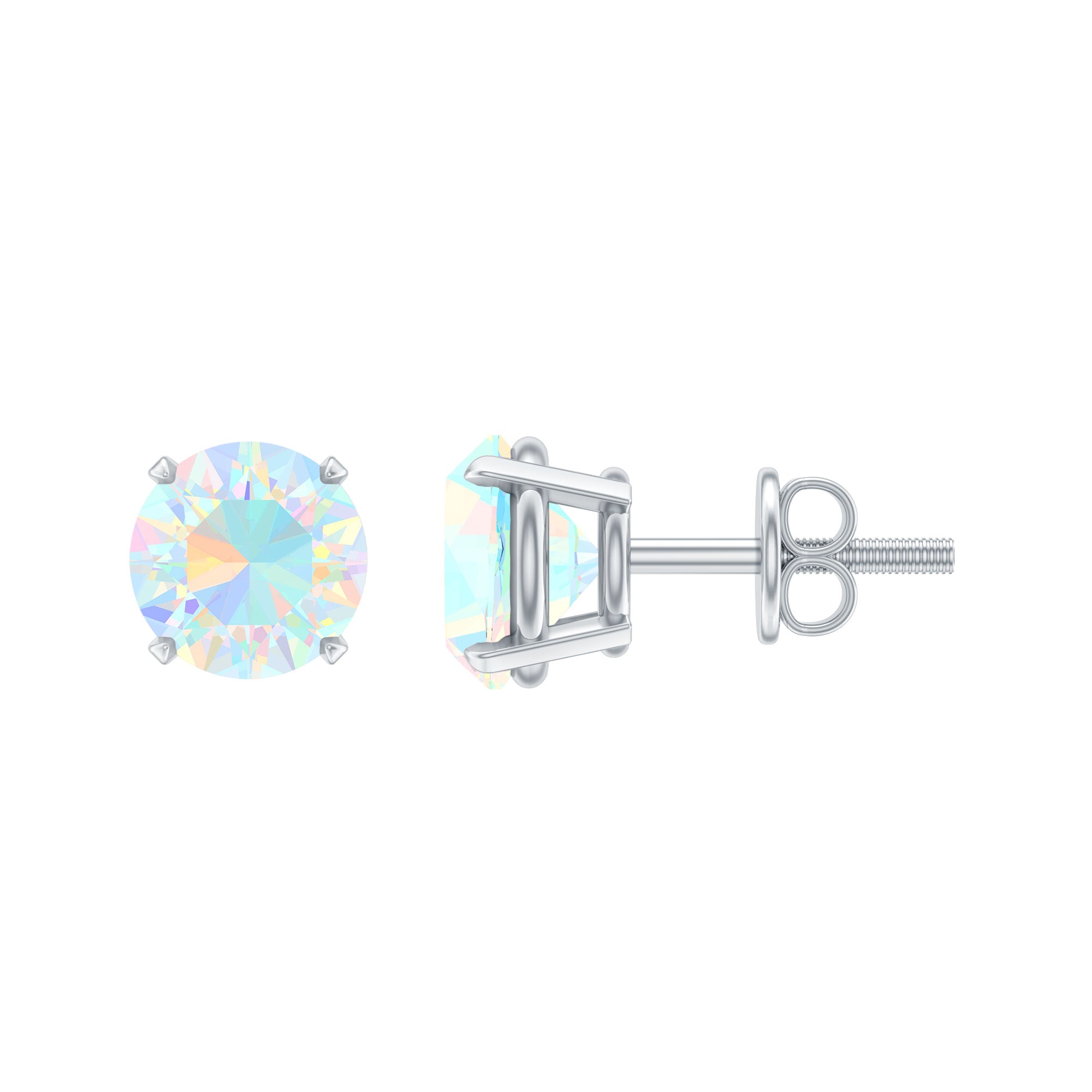 Real Ethiopian Opal Solitaire Stud Earrings AAA - Rosec Jewels