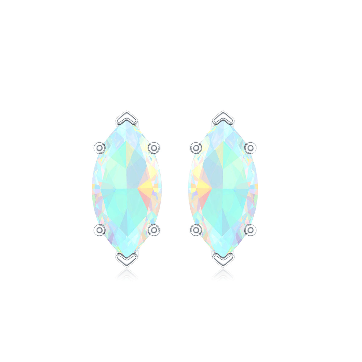 Certified Real Marquise Ethiopian Opal Earrings with Screw Back AAA - Rosec Jewels