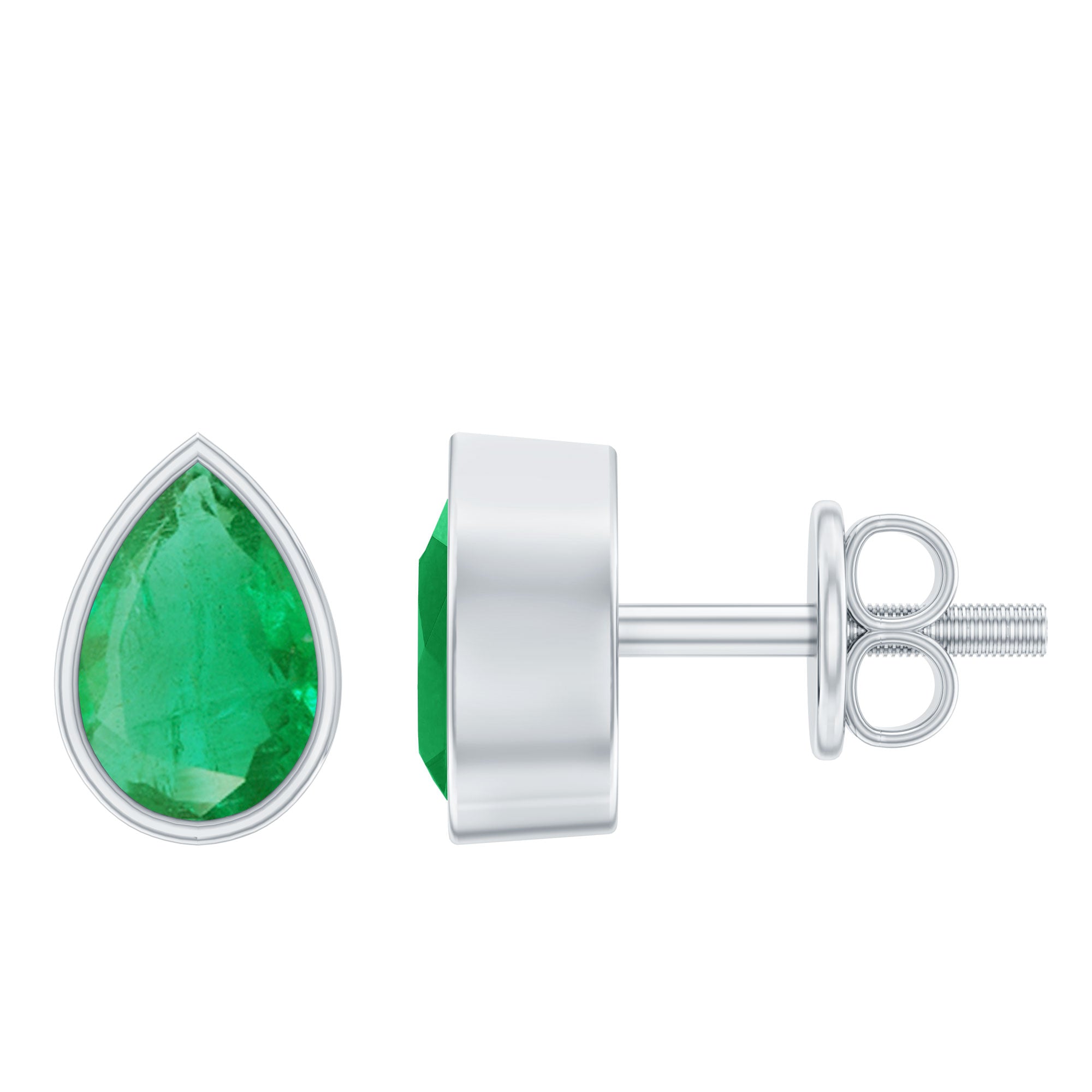 3/4 CT Bezel Set Emerald Teardrop Stud Earrings in Bezel Setting