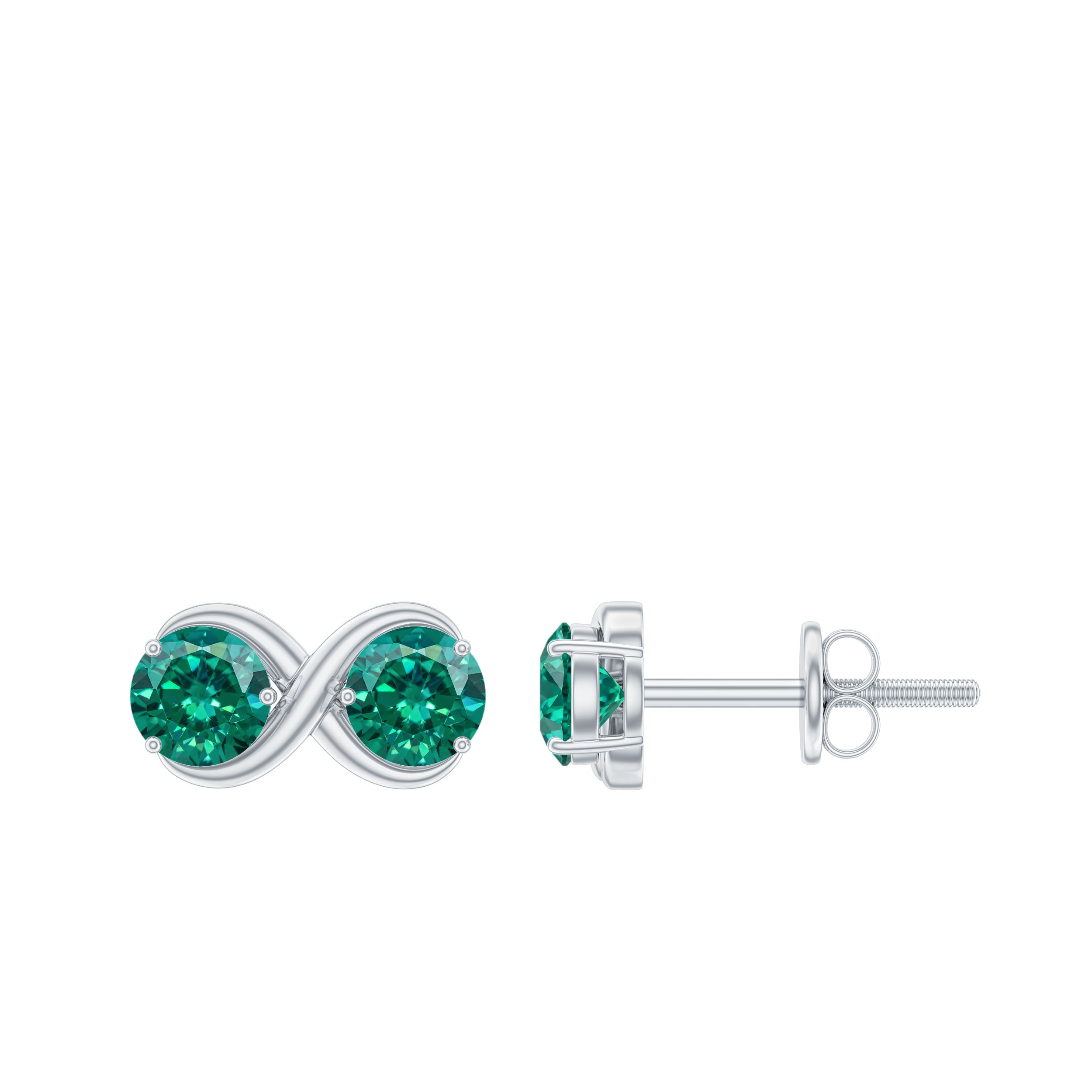 Lab Grown Emerald Infinity Stud Earrings AAAA - Rosec Jewels