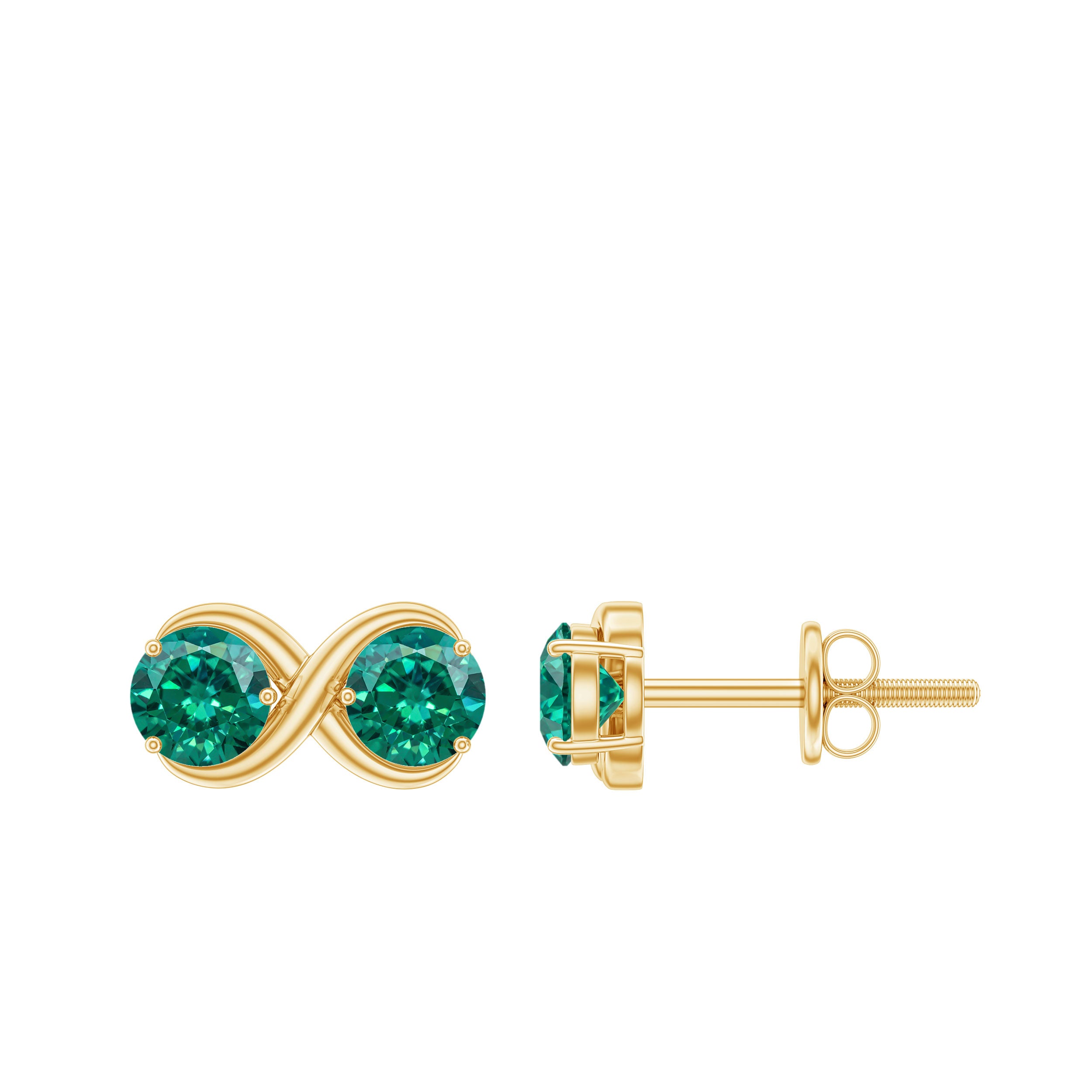 Lab Grown Emerald Infinity Stud Earrings AAAA - Rosec Jewels