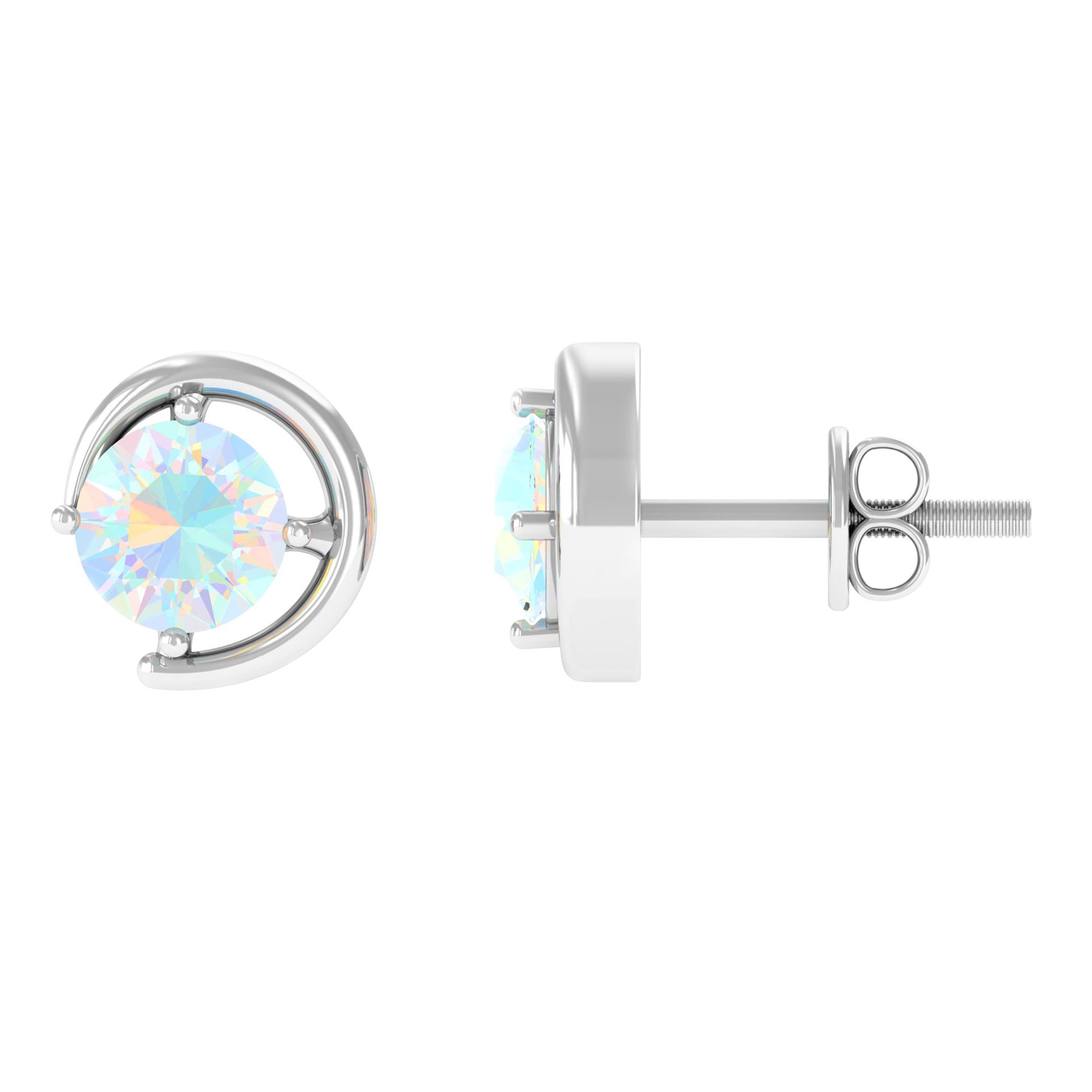 5 MM Prong Set Ethiopian Opal Solitaire Stud Earrings