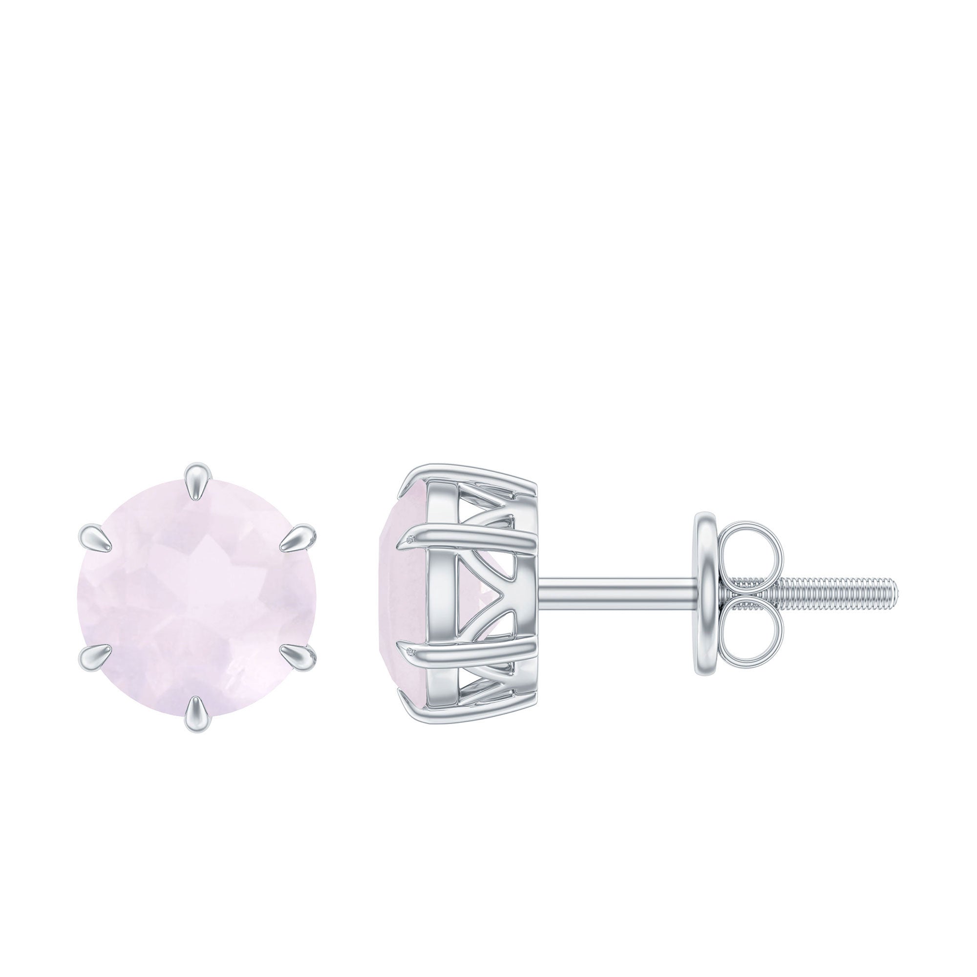 1.5 CT Rose Quartz Solitaire Stud Earrings in Claw Setting