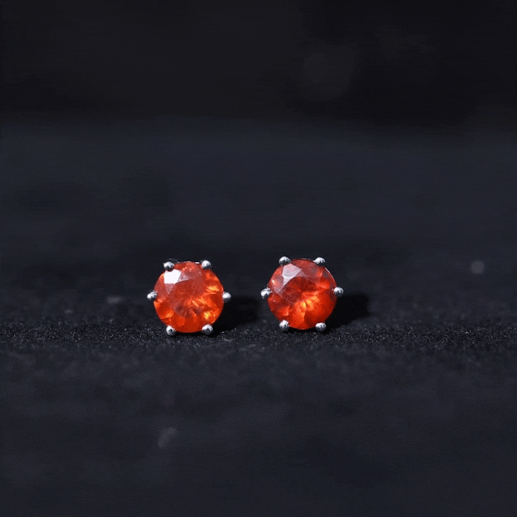 1.5 Carat Round Fire Opal Solitaire Stud Earrings AAA - Rosec Jewels