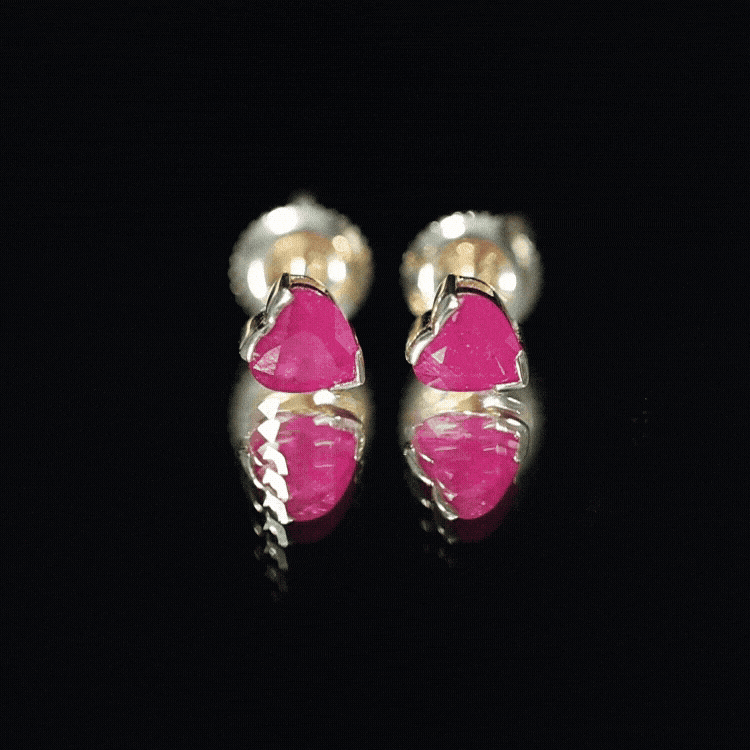 1.3 CT Heart Shape Ruby Solitaire Stud Earrings AAA - Rosec Jewels