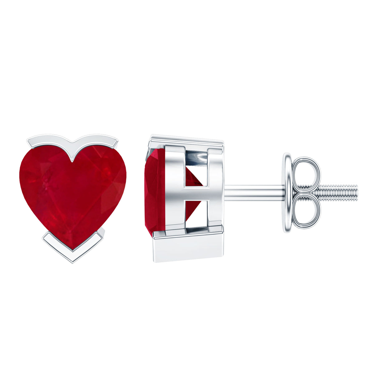 1.3 CT Heart Shape Ruby Solitaire Stud Earrings AAA - Rosec Jewels