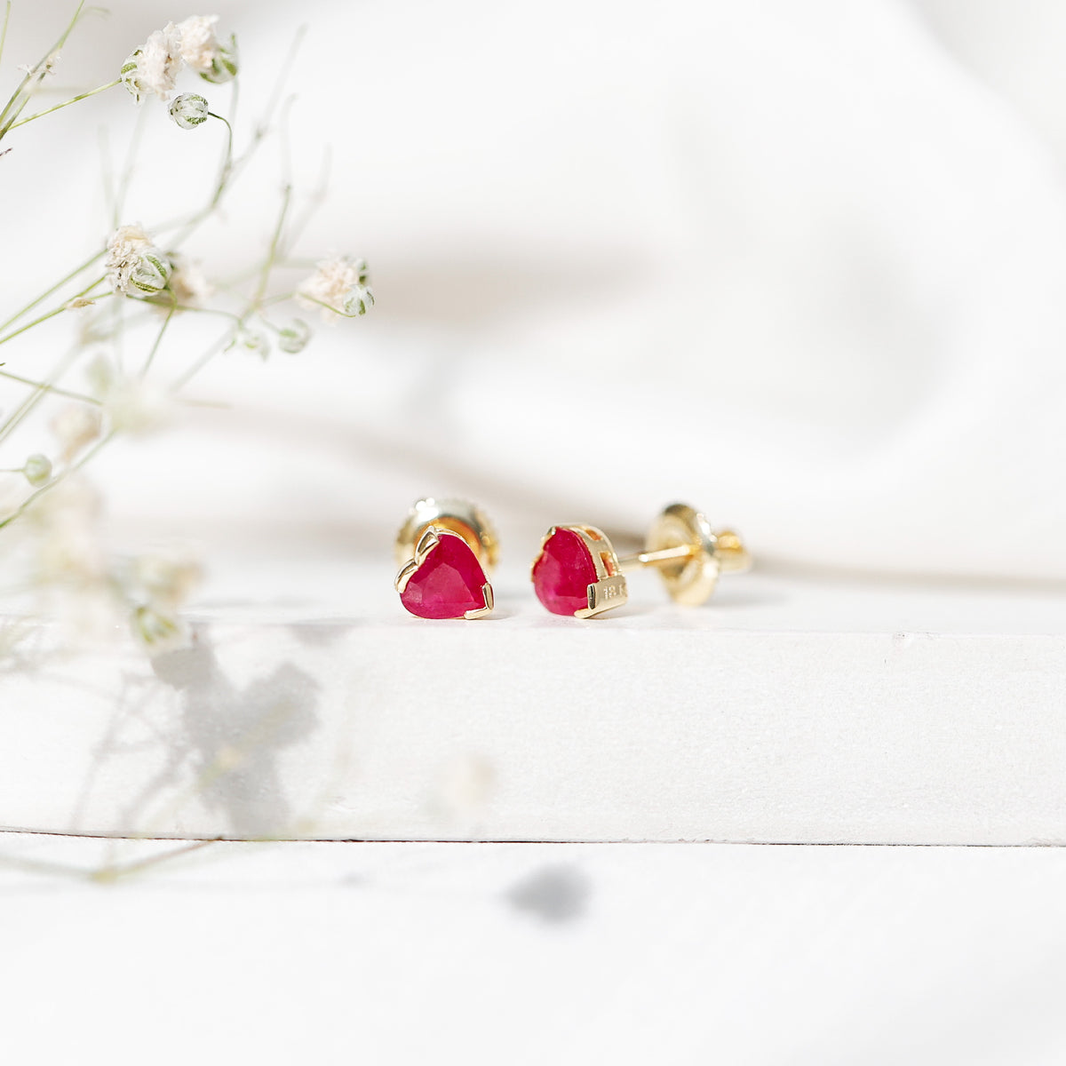 1.3 CT Heart Shape Ruby Solitaire Stud Earrings AAA - Rosec Jewels
